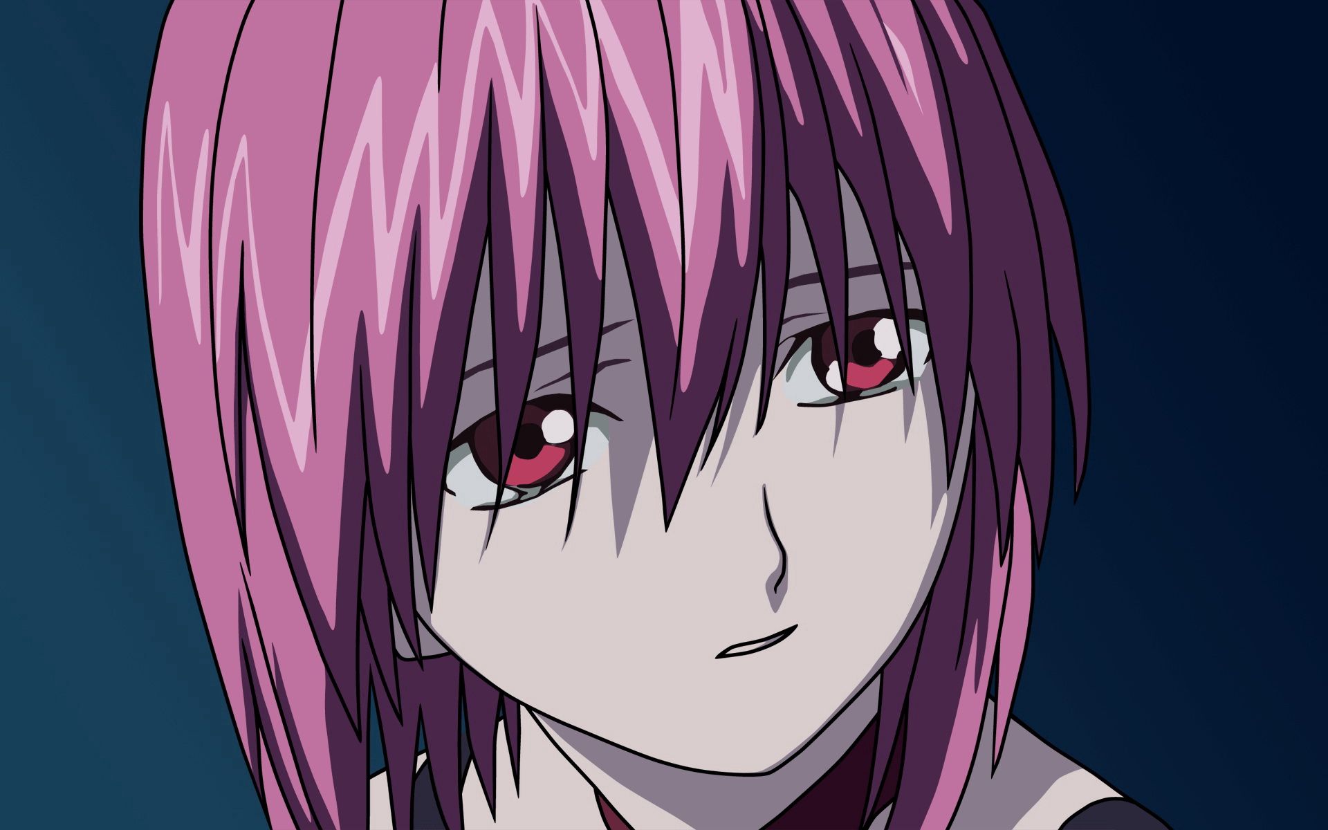 Скачать elfen lied, девушка, взгляд, печаль обои на рабочий стол