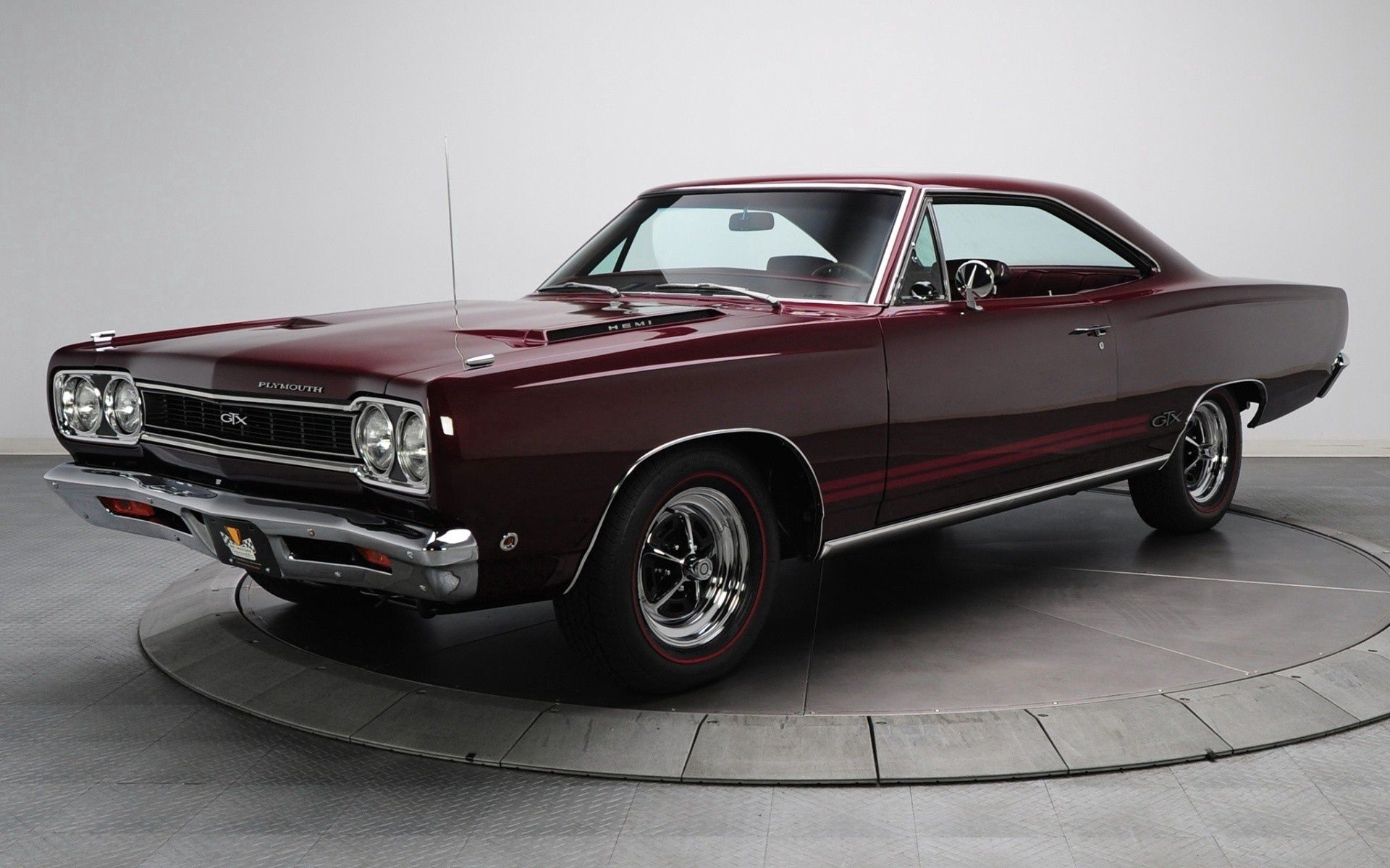 Скачать 1968 plymouth gtx, плимут, hemi, бордовый обои на рабочий стол