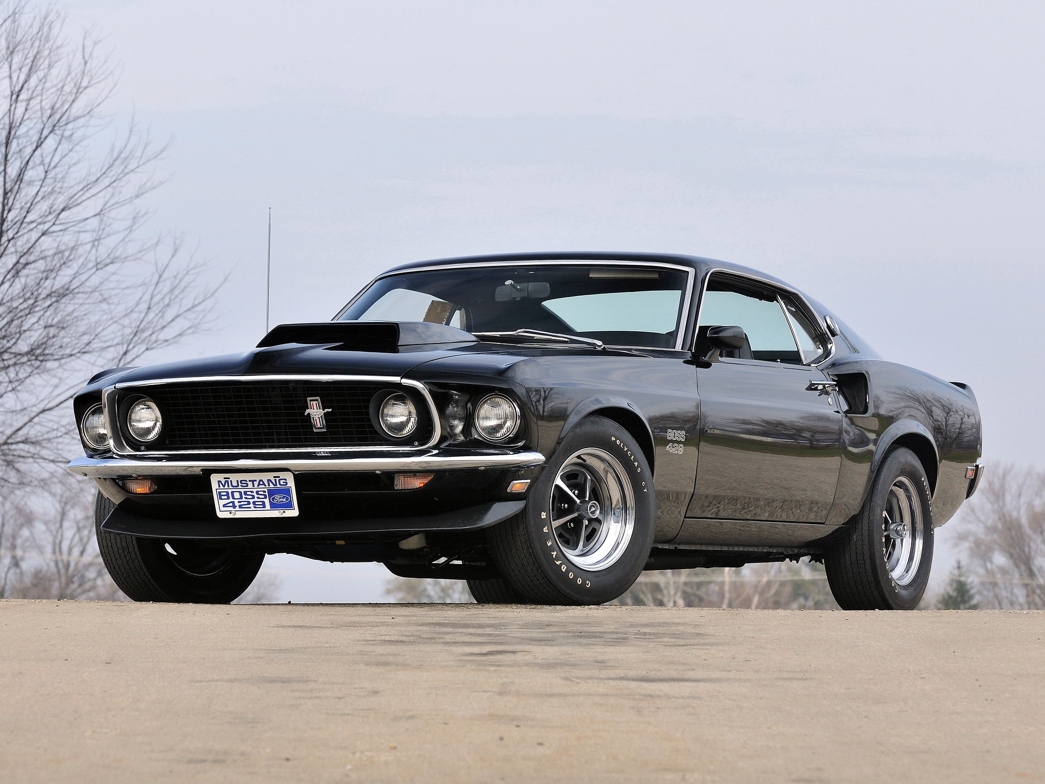 Скачать 1969, muscle car, boss, форд, black, mustang, ford, 429 обои на рабочий стол