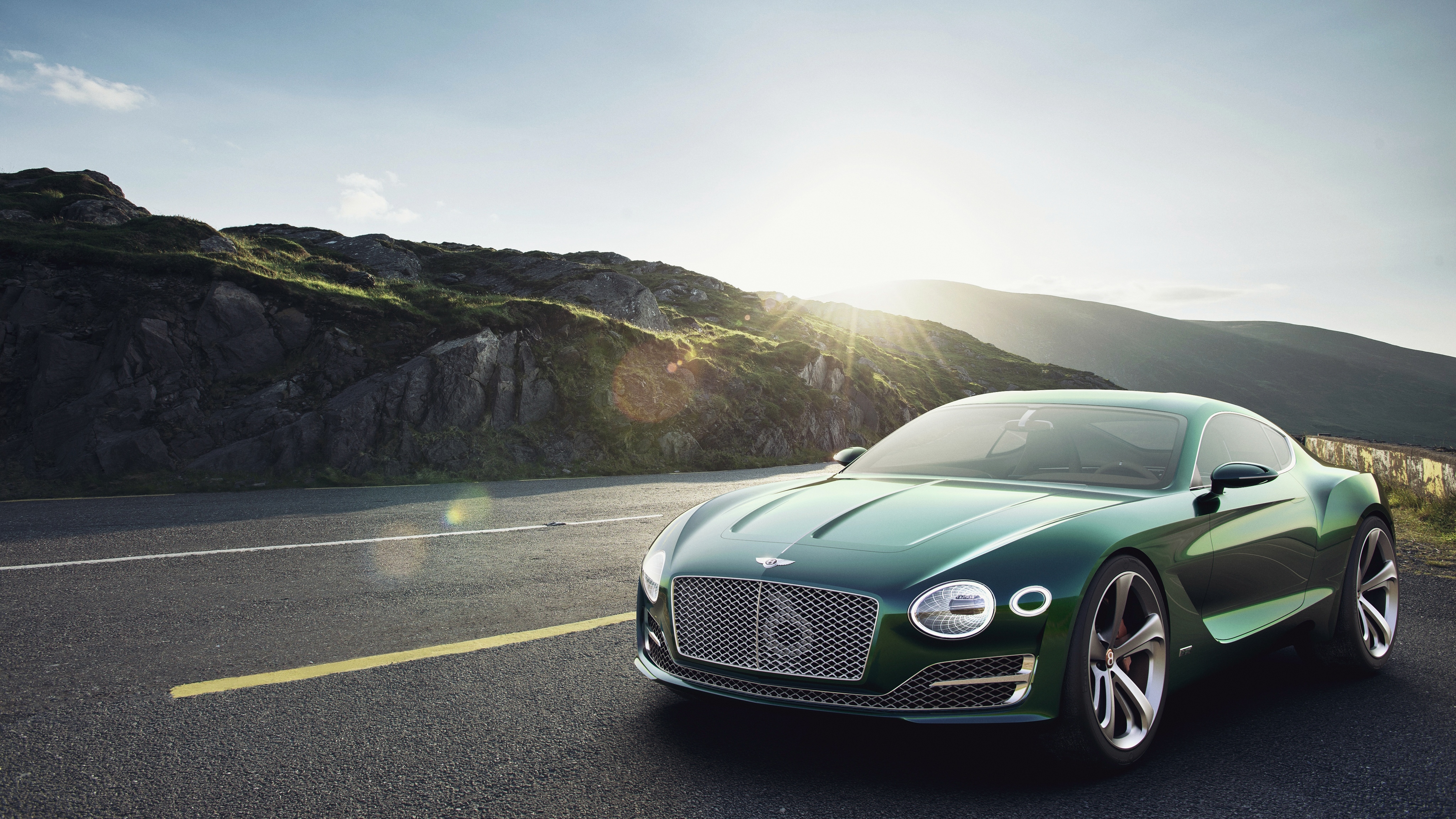 Скачать 2015, bentley, exp 10, зеленый, вид спереди обои на рабочий стол