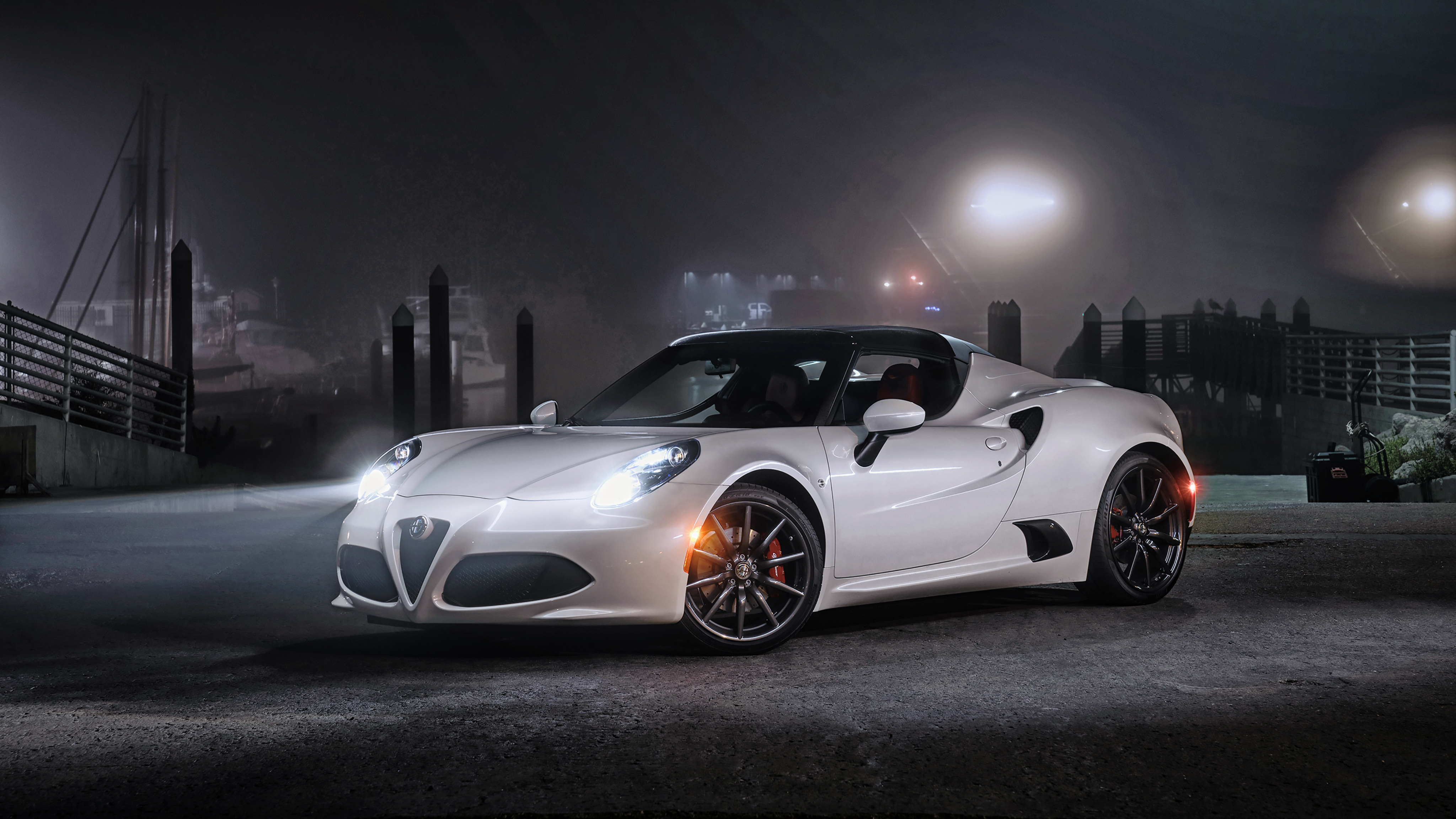 Скачать alfa romeo, 4c, spider, us-spec, белый, вид сбоку обои на рабочий стол