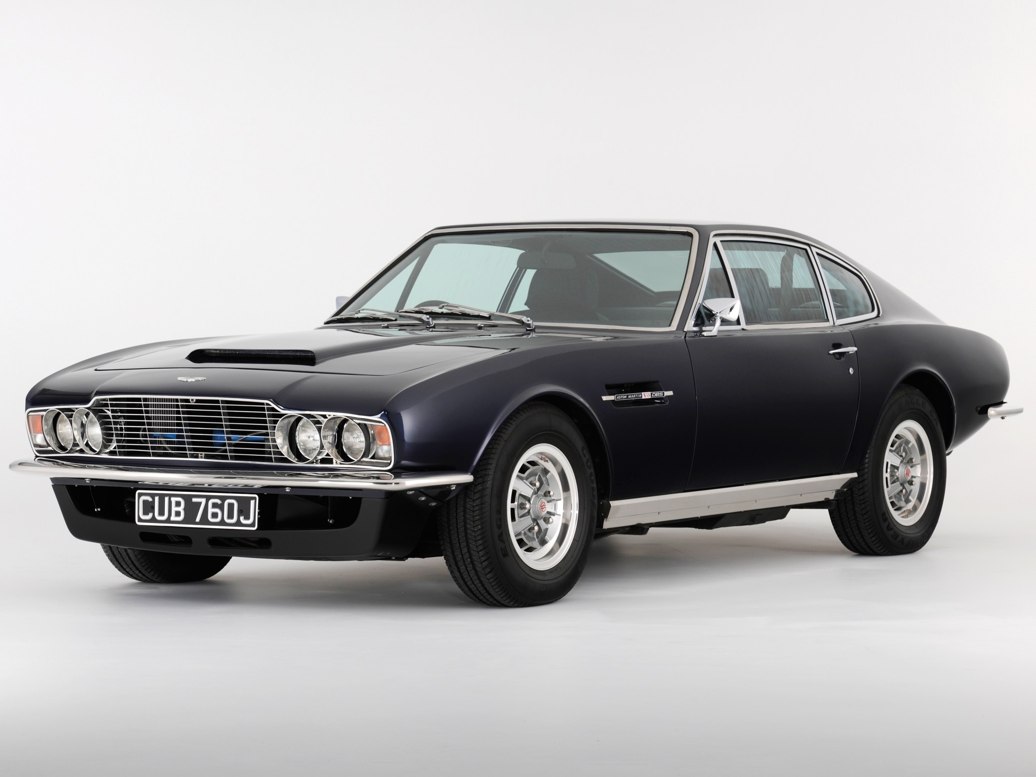 Скачать астон мартин, 1969, синий, вид сбоку, ретро, aston martin, dbs, v8 обои на рабочий стол