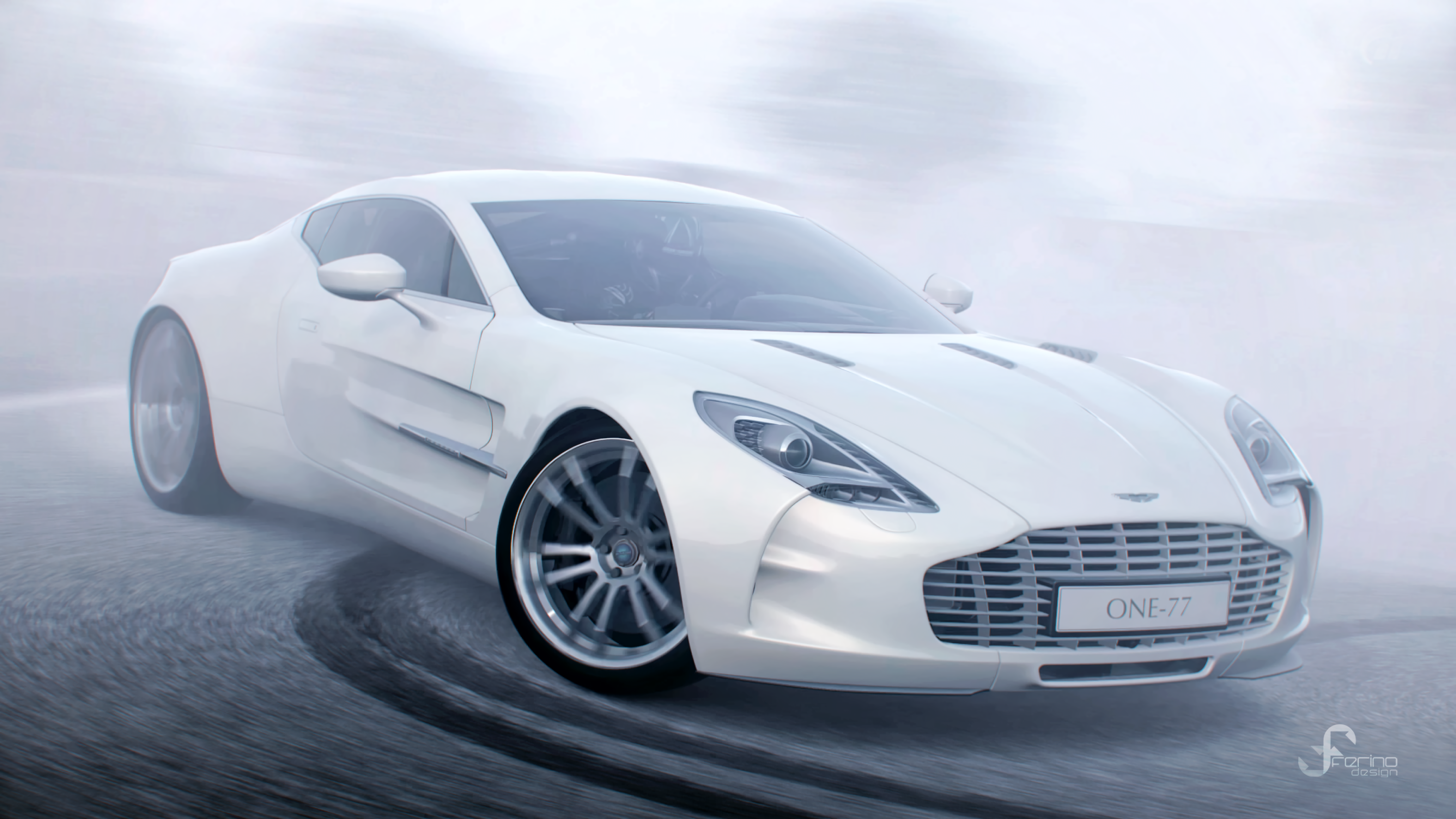 Скачать aston martin one 77, aston martin, белый, спорткар, дрифт, вид сбоку обои на рабочий стол