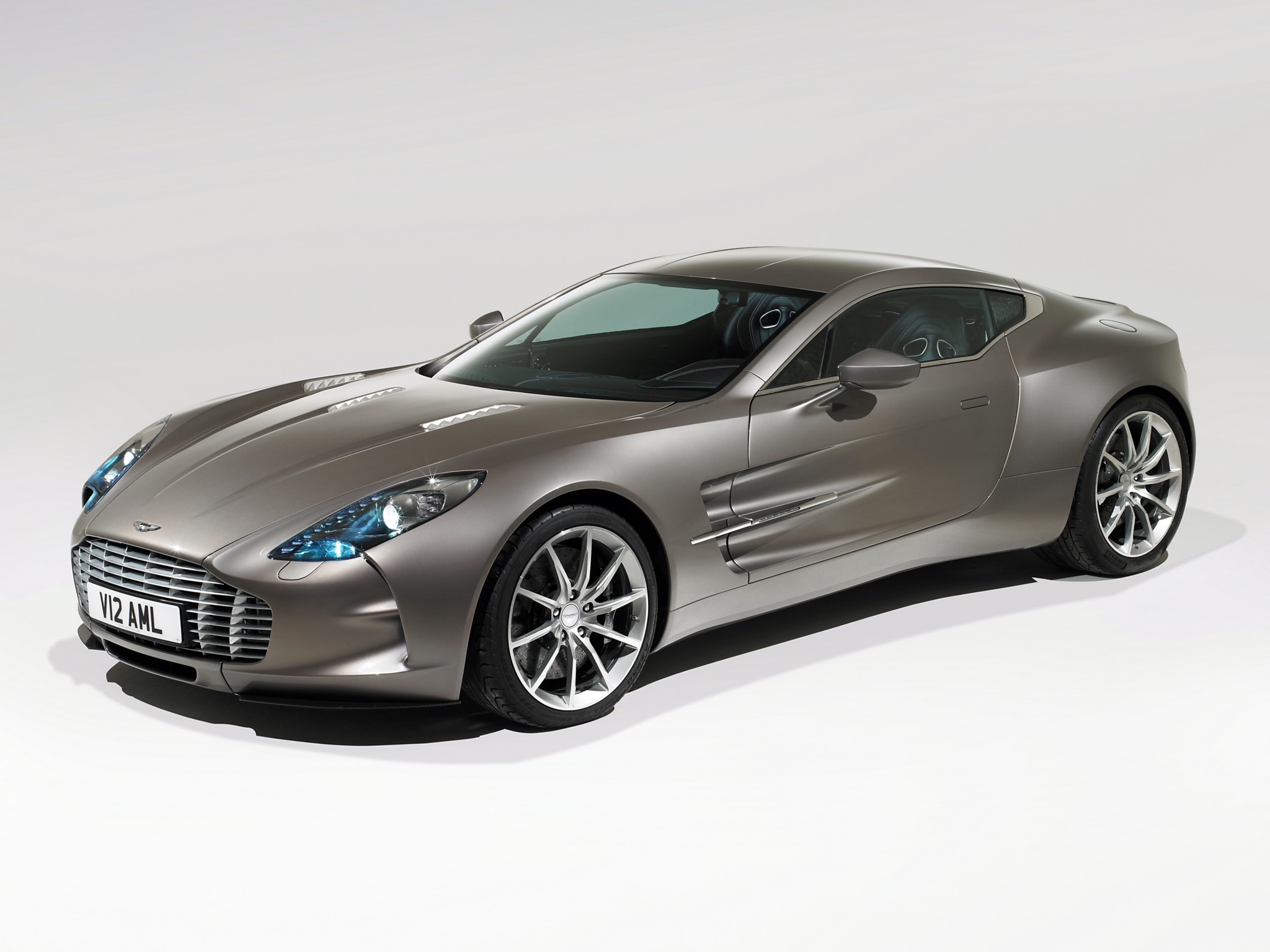 Скачать aston martin, one-77, 2009, серый, вид сбоку, спорт, астон мартин, авто обои на рабочий стол