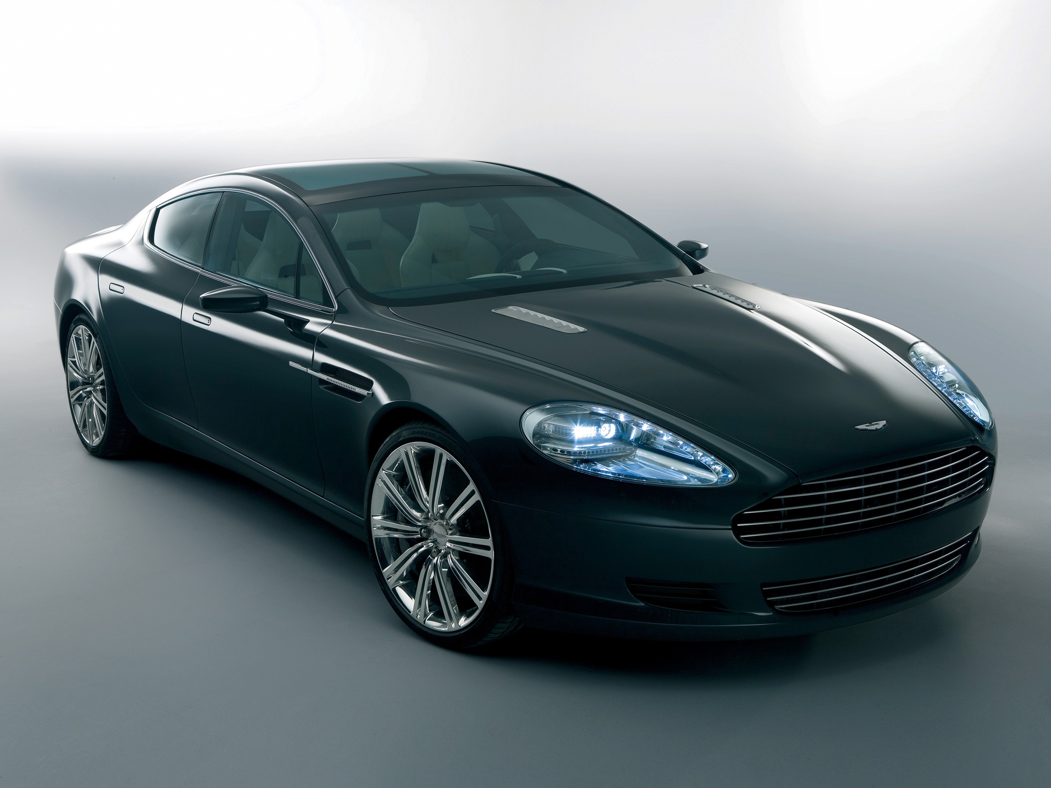 Скачать aston martin, rapide, 2006, черный, вид спереди, концепт кар, астон мартин, стиль обои на рабочий стол