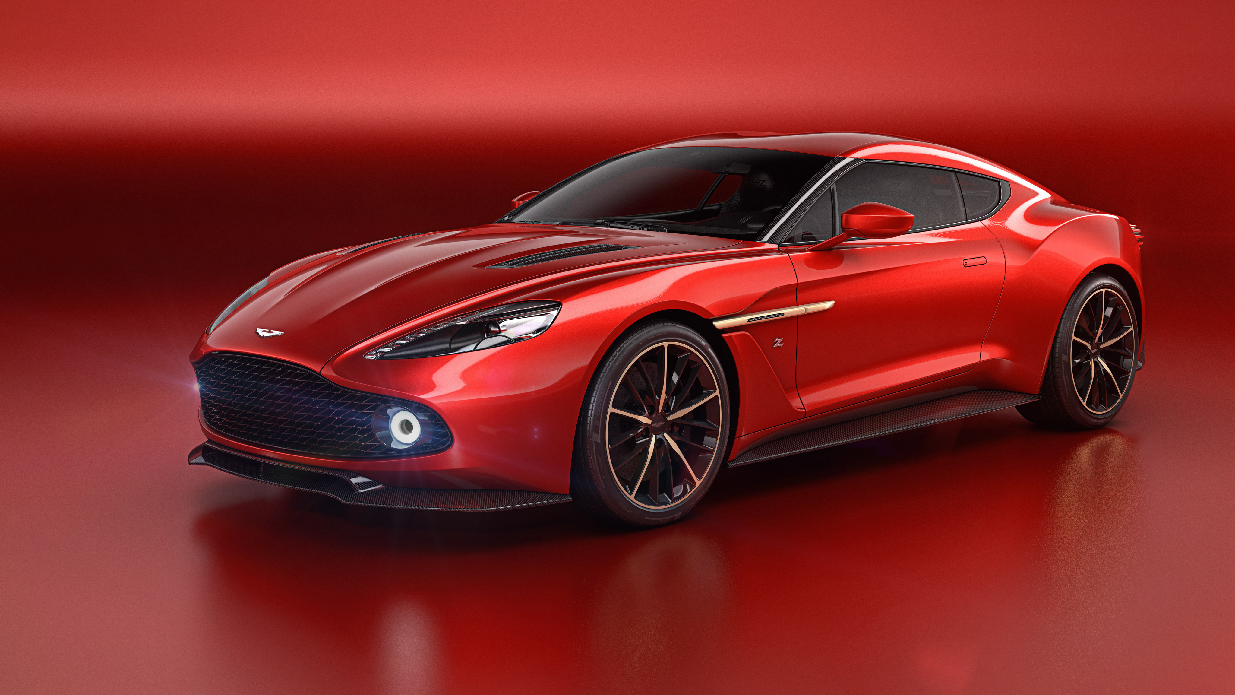 Скачать aston martin, vanquish, красный, вид сбоку обои на рабочий стол