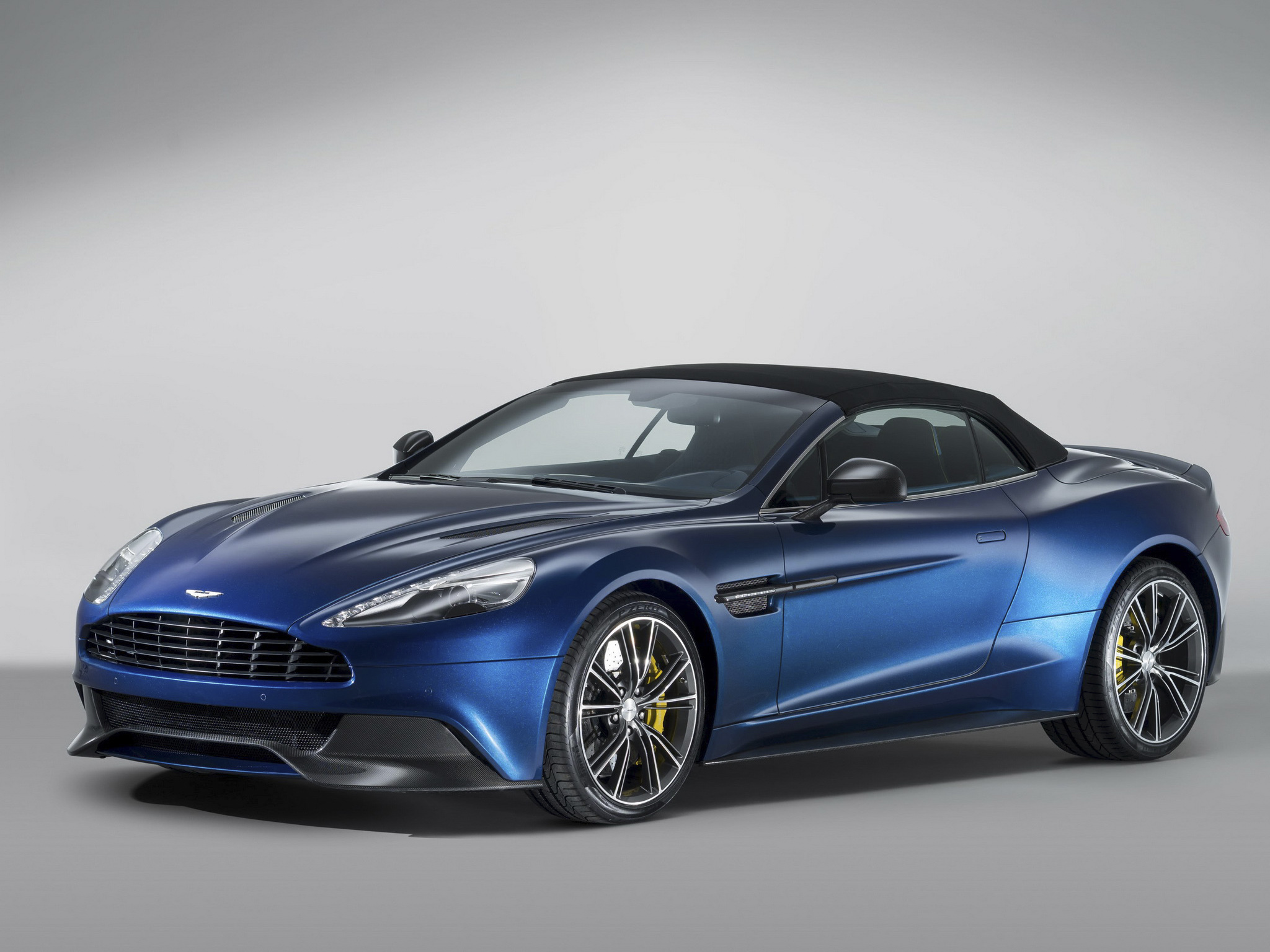 Скачать aston martin, vanquish, volante, синий, вид сбоку обои на рабочий стол