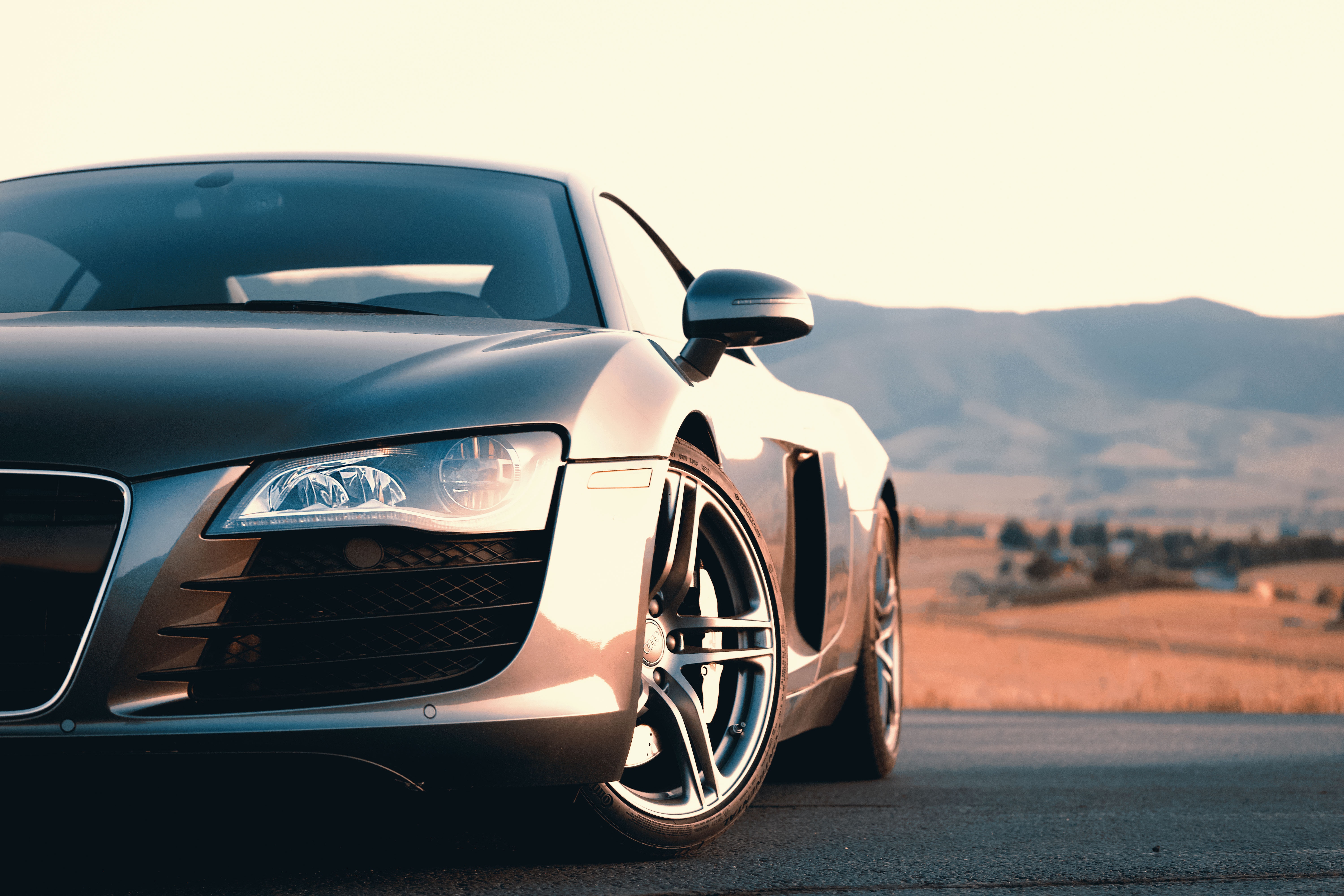 Скачать audi r8, audi, машина, серый, спорткар, вид спереди обои на рабочий стол