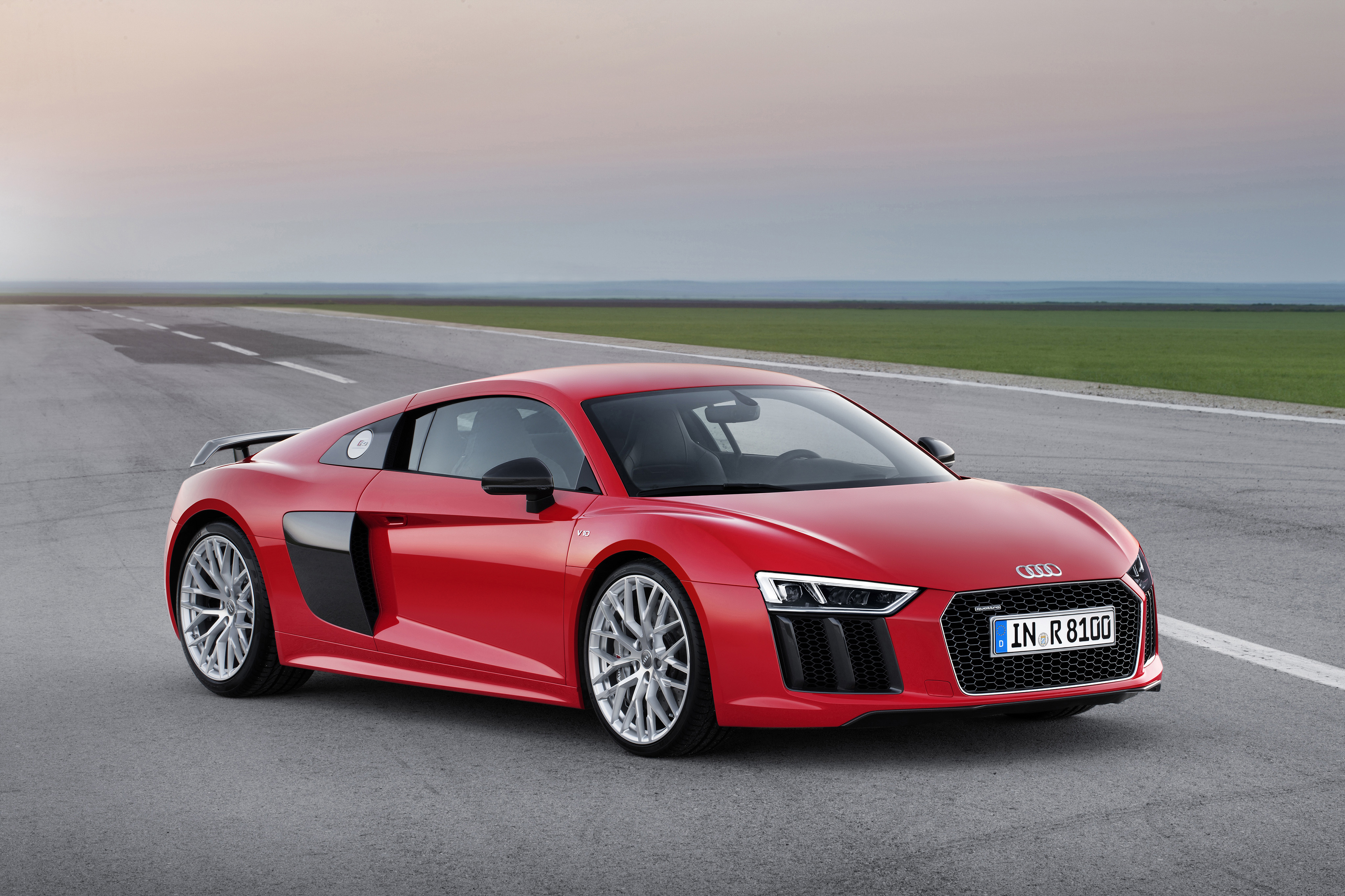 Скачать audi, r8, v10, красный, 2015 обои на рабочий стол