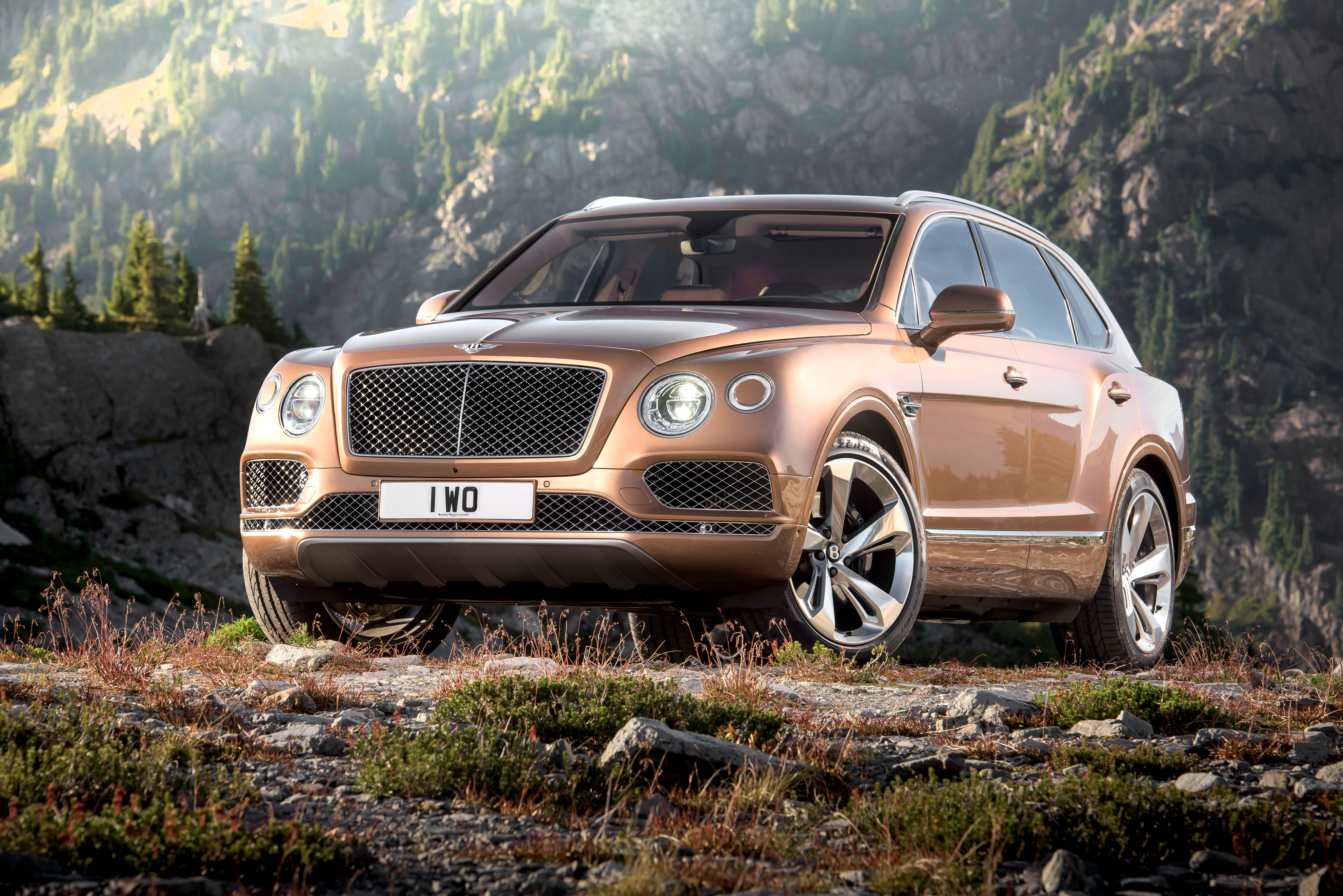 Скачать bentley, bentayga, коричневый, вид сбоку обои на рабочий стол