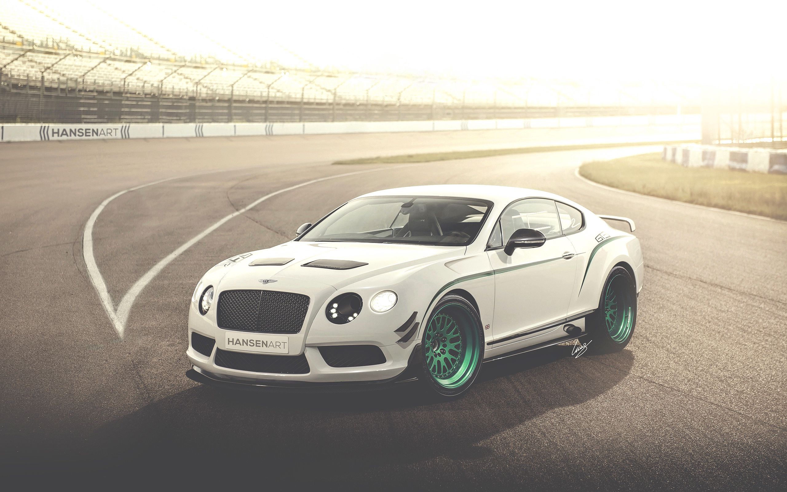 Скачать bentley, continental, gt3-r, белый, вид сбоку обои на рабочий стол