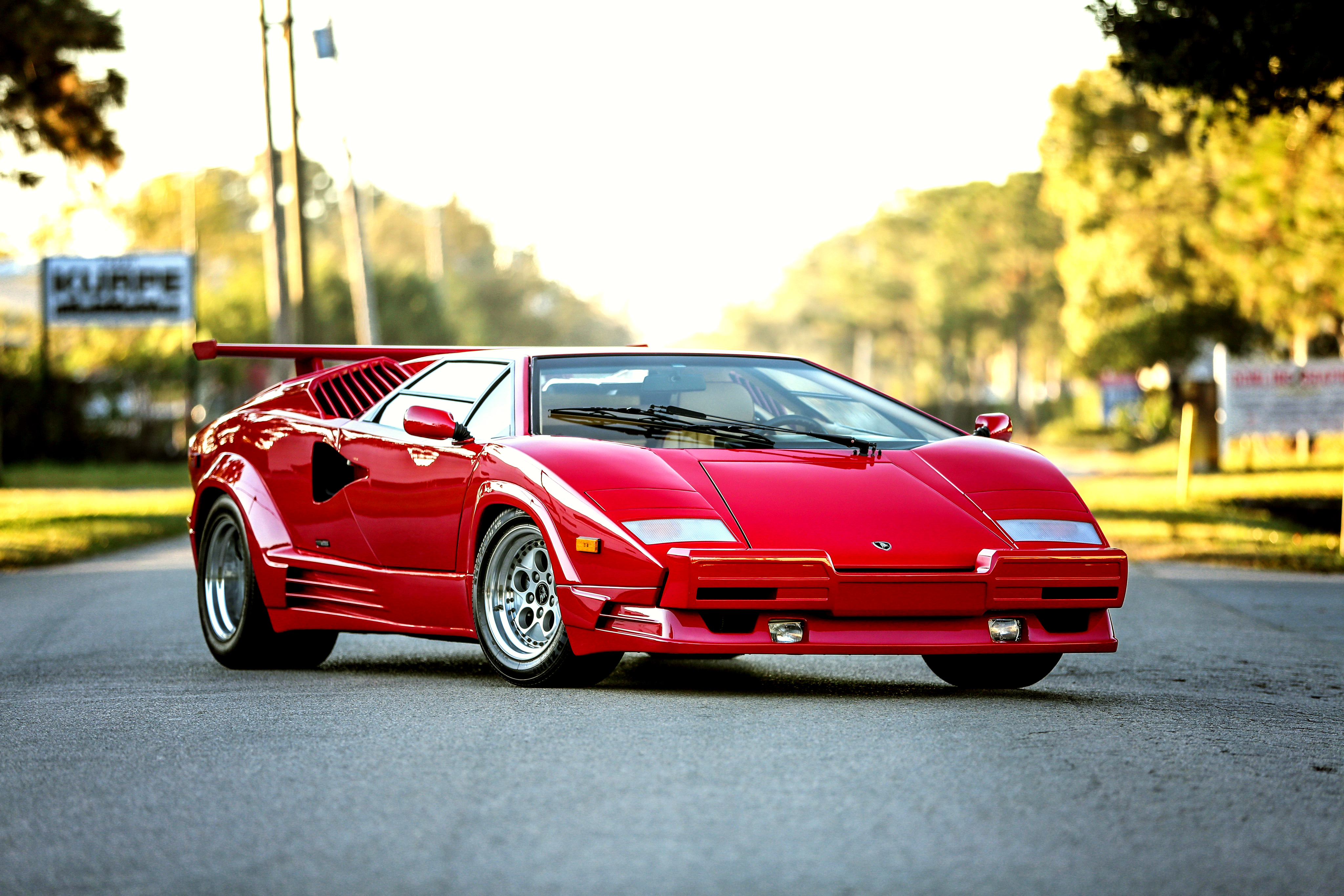 Скачать bertone, lamborghini, countach, 1990, красный обои на рабочий стол