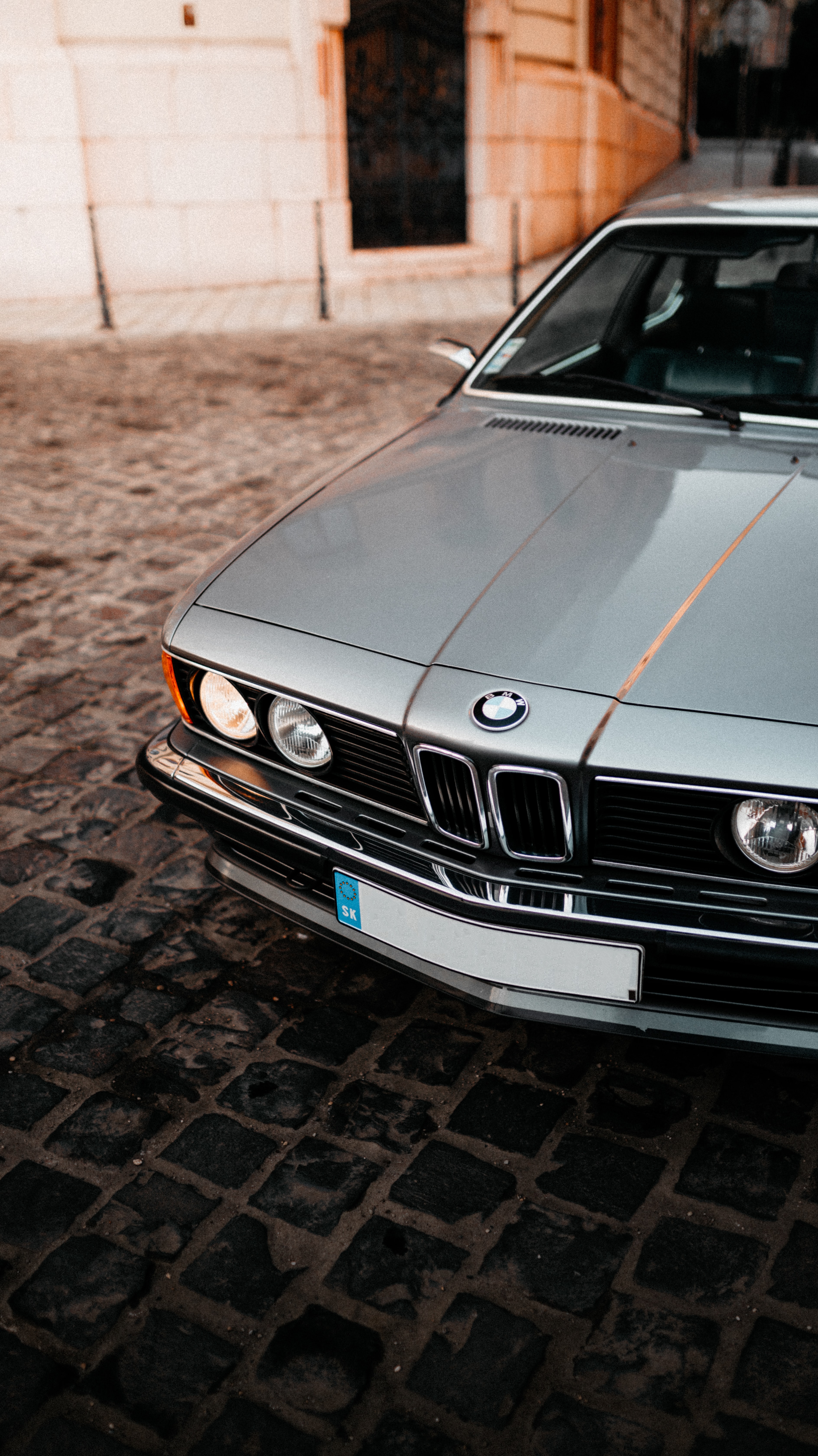 Скачать bmw 635csi, bmw, автомобиль, серебряный, вид спереди обои для телефона