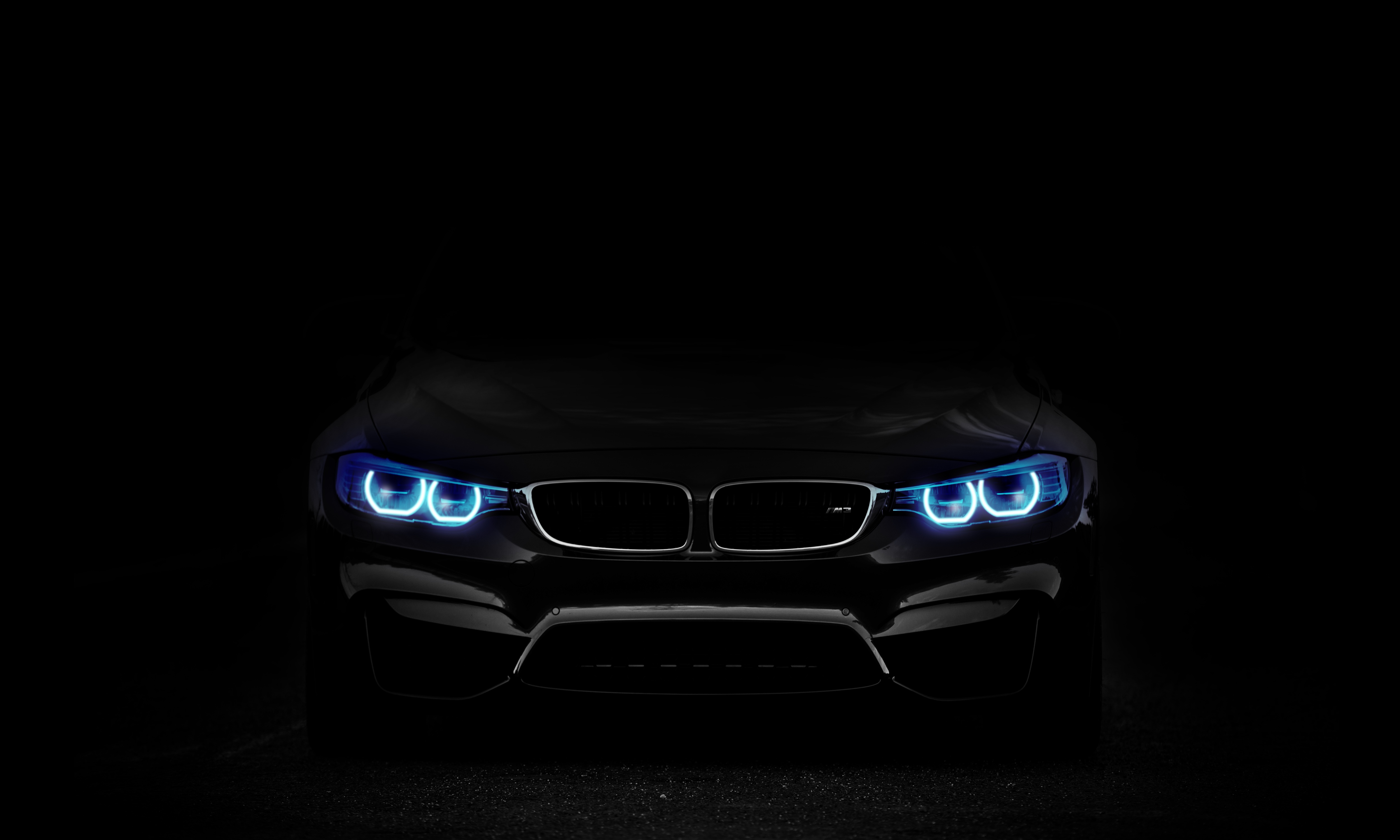 Скачать bmw, фары, подсветка, автомобиль, темный обои на рабочий стол