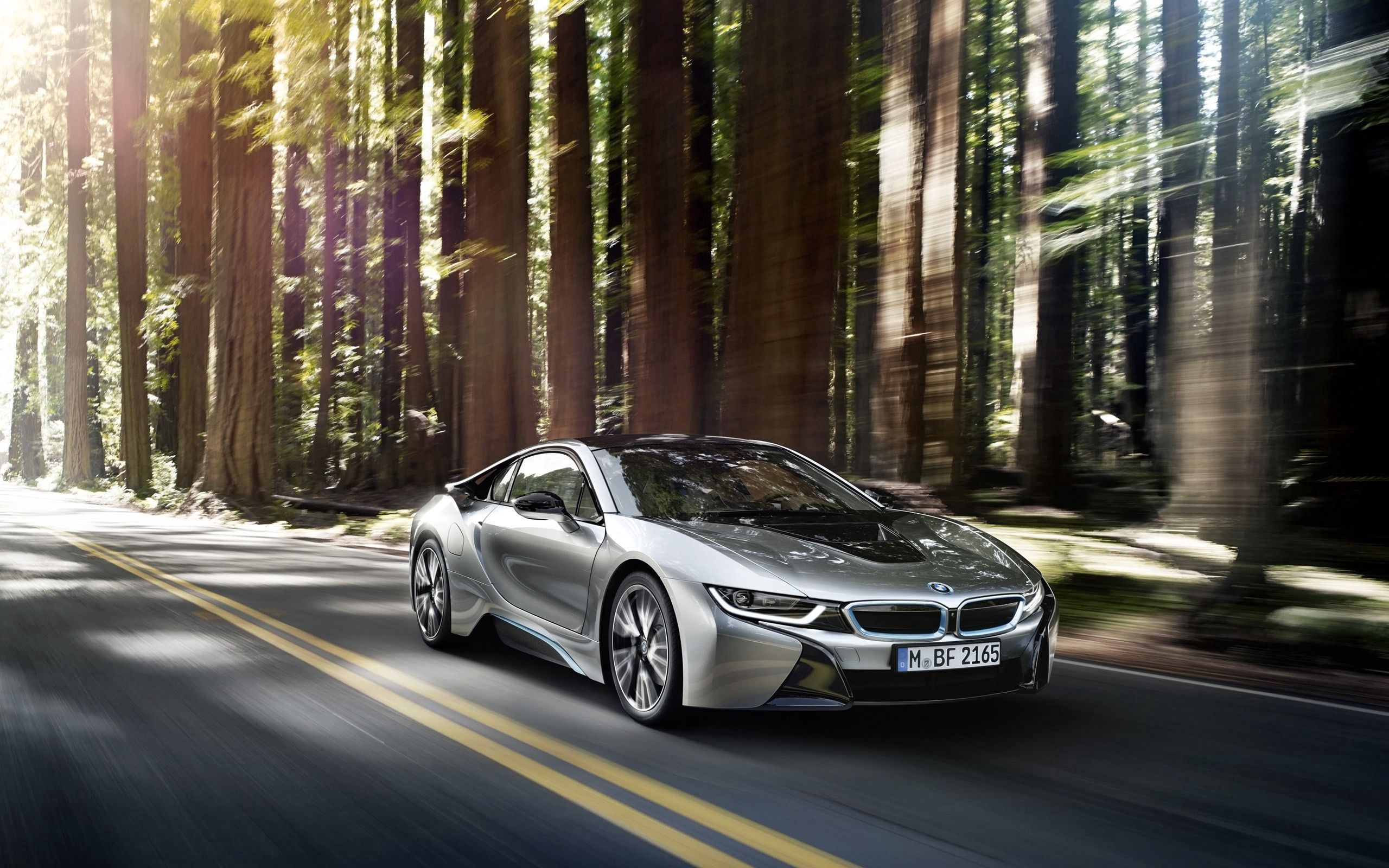 Скачать bmw, i8, серебристый, вид сбоку обои на рабочий стол