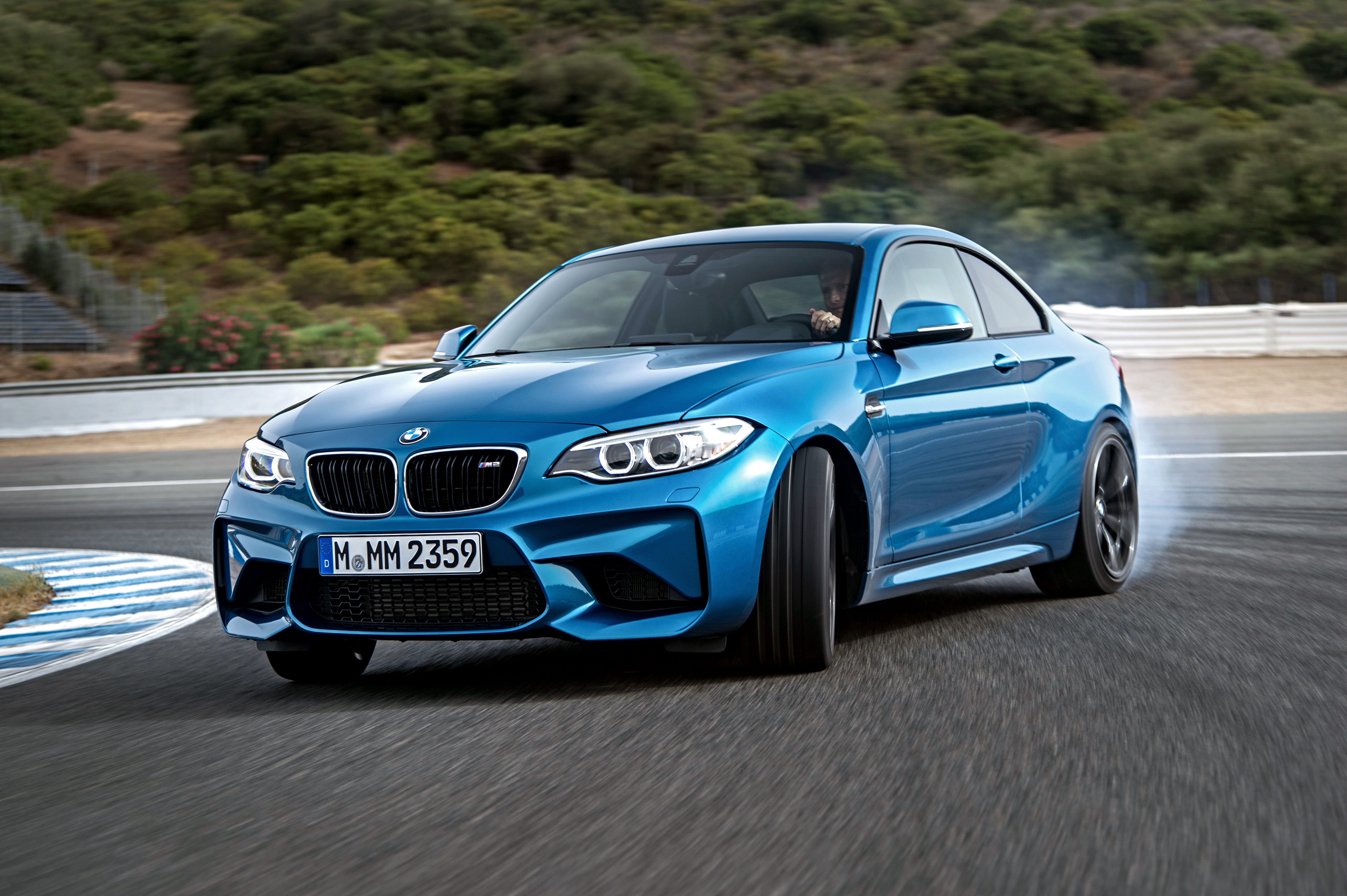 Скачать bmw, m2, f87, синий, вид сбоку обои на рабочий стол