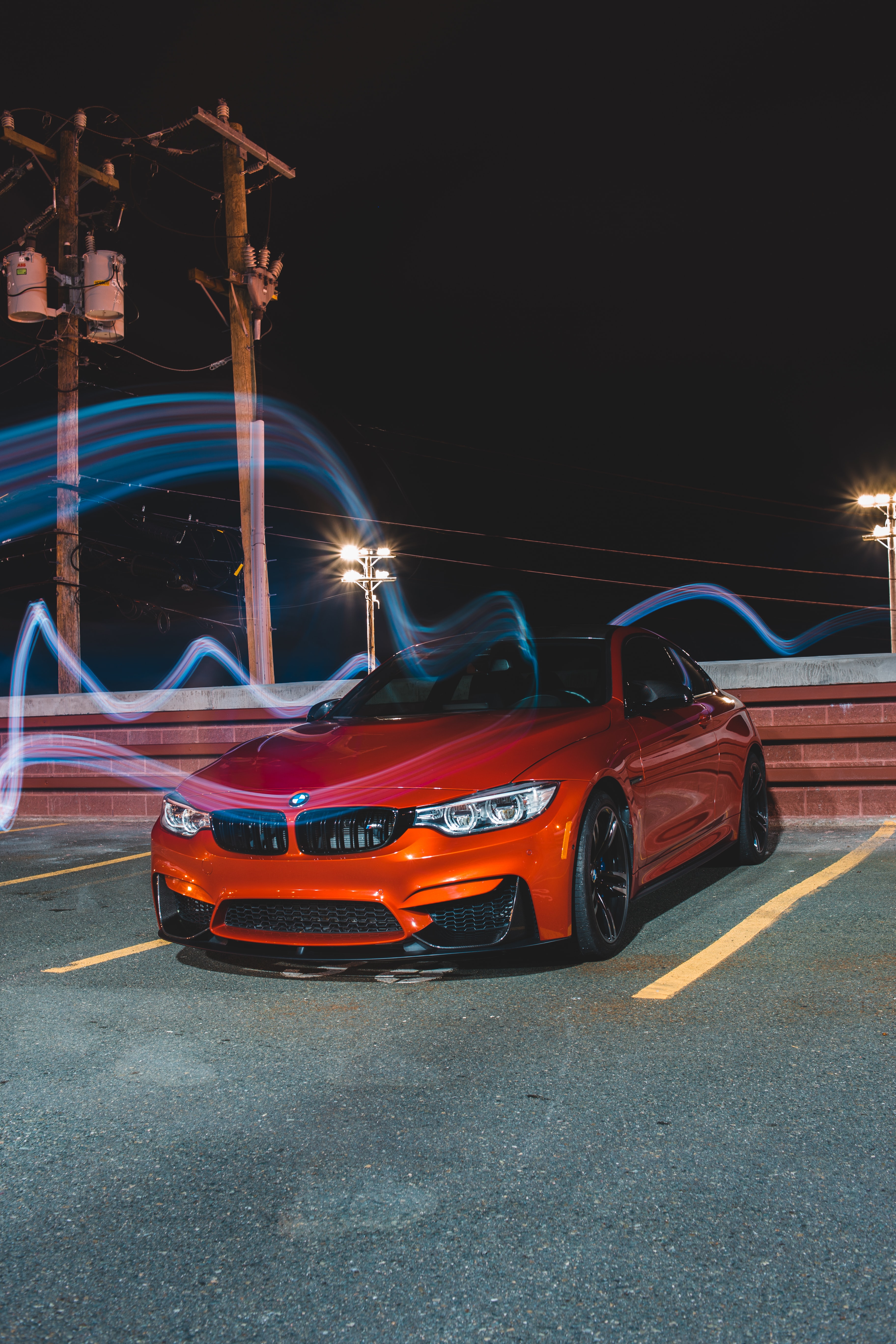 Скачать bmw m4, bmw, автомобиль, спорткар, вид спереди, красный обои для телефона