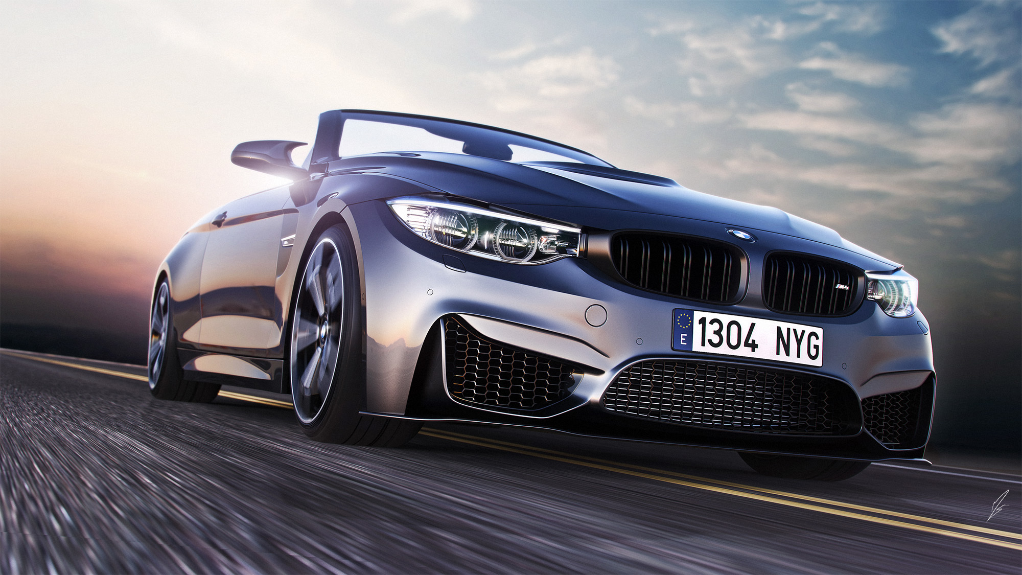 Скачать bmw, m4, convertible, вид спереди, бампер обои на рабочий стол