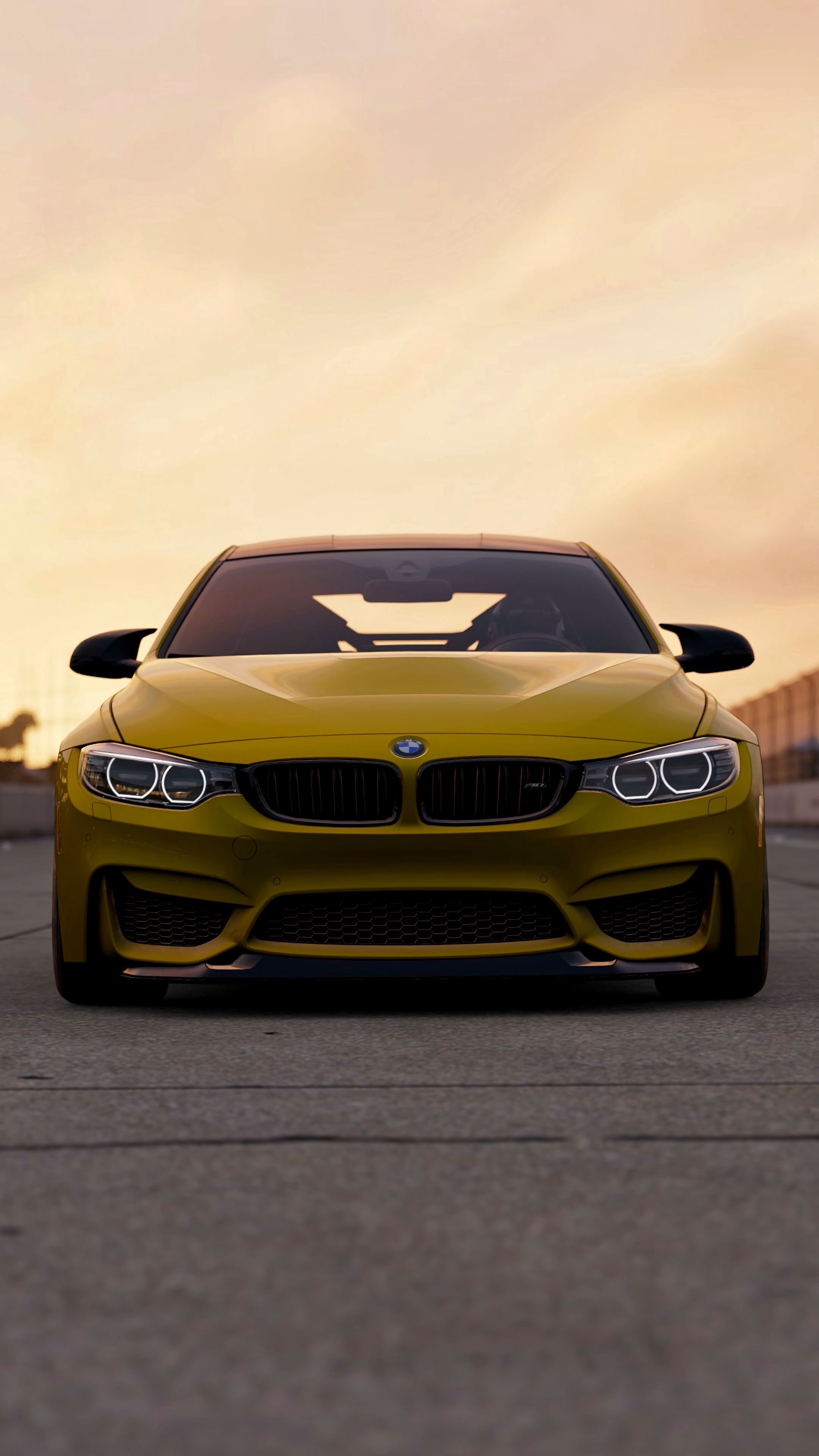 Скачать bmw m4 gts, bmw m4, bmw, вид спереди, желтый, авто обои для телефона