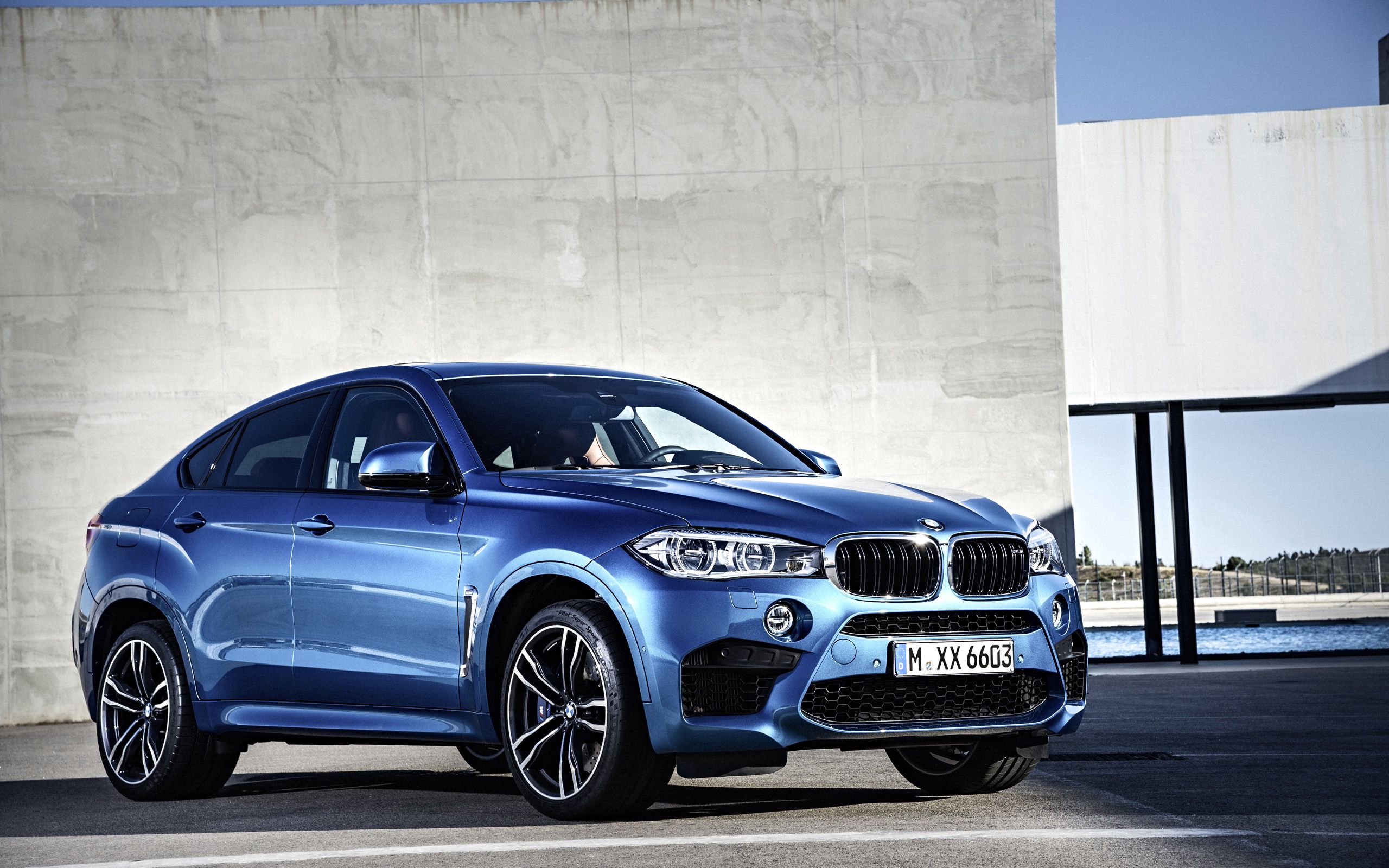 Скачать bmw, x6, m, 2015, синий, вид сбоку обои на рабочий стол