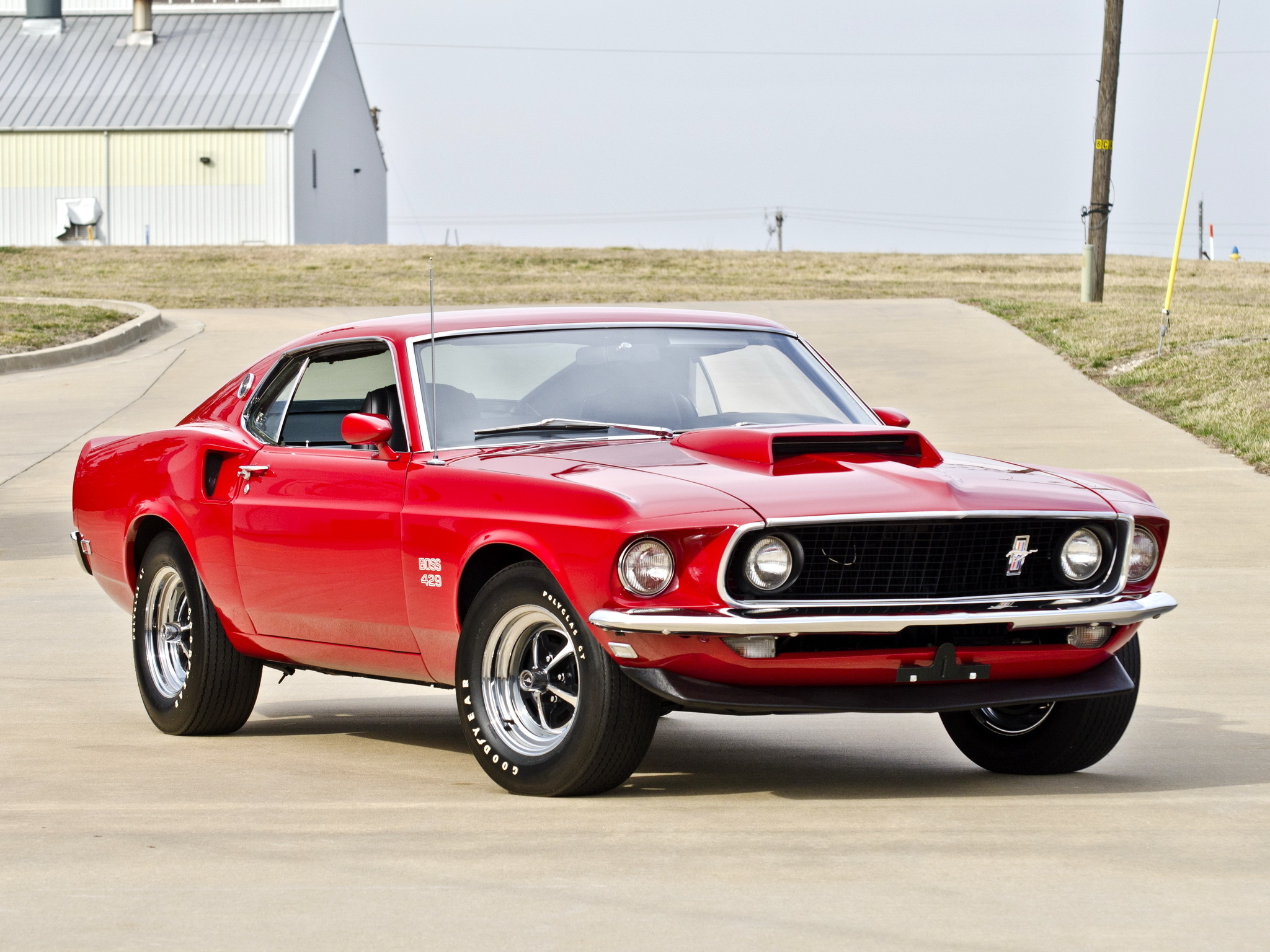 Скачать boss, muscle car, ford, 1969, форд, red, 429, mustang обои на рабочий стол