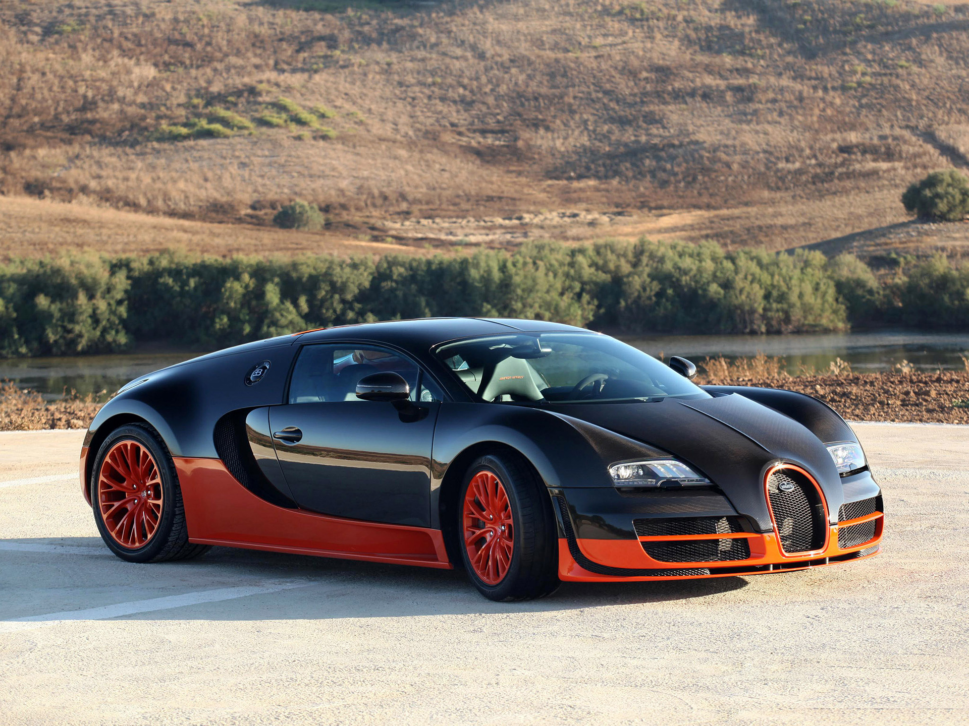 Скачать bugatti veyron orange, bugatti veyron, bugatti veyron 16 4 supersport обои на рабочий стол