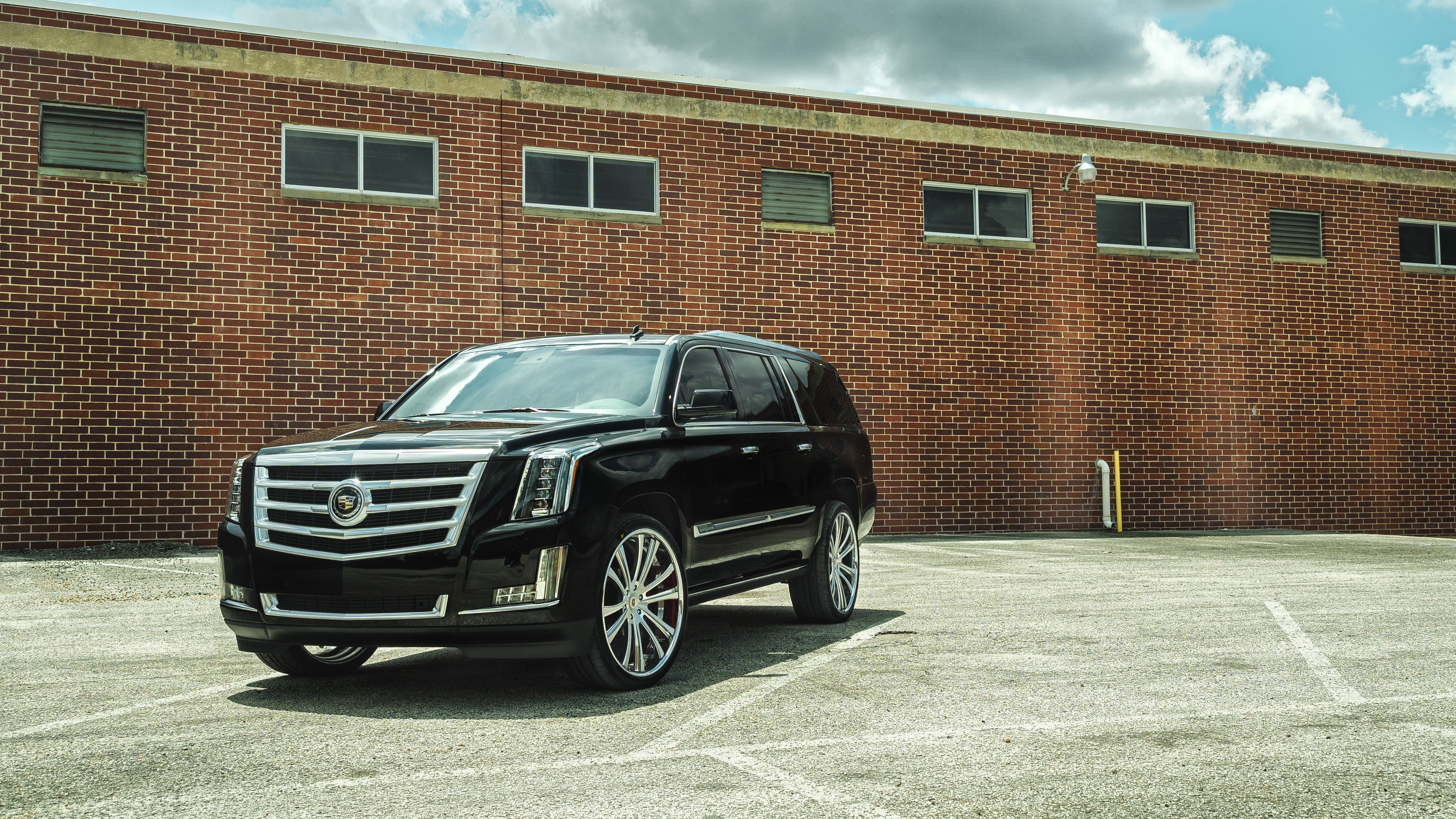 Скачать cadillac, escalade, черный, вид сбоку обои на рабочий стол