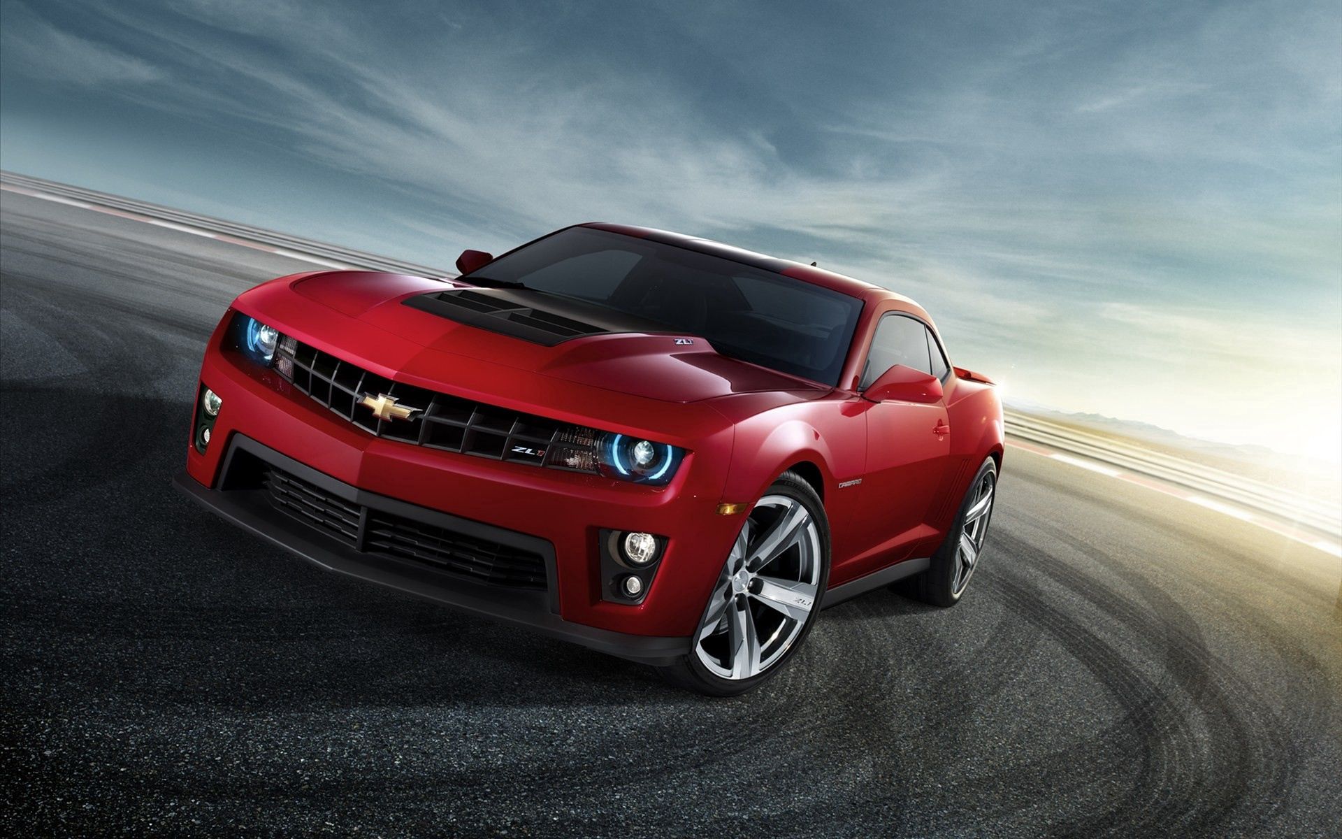 Скачать chevrolet, camaro, красный, шевроле, камаро, вид спереди, дрифт обои на рабочий стол