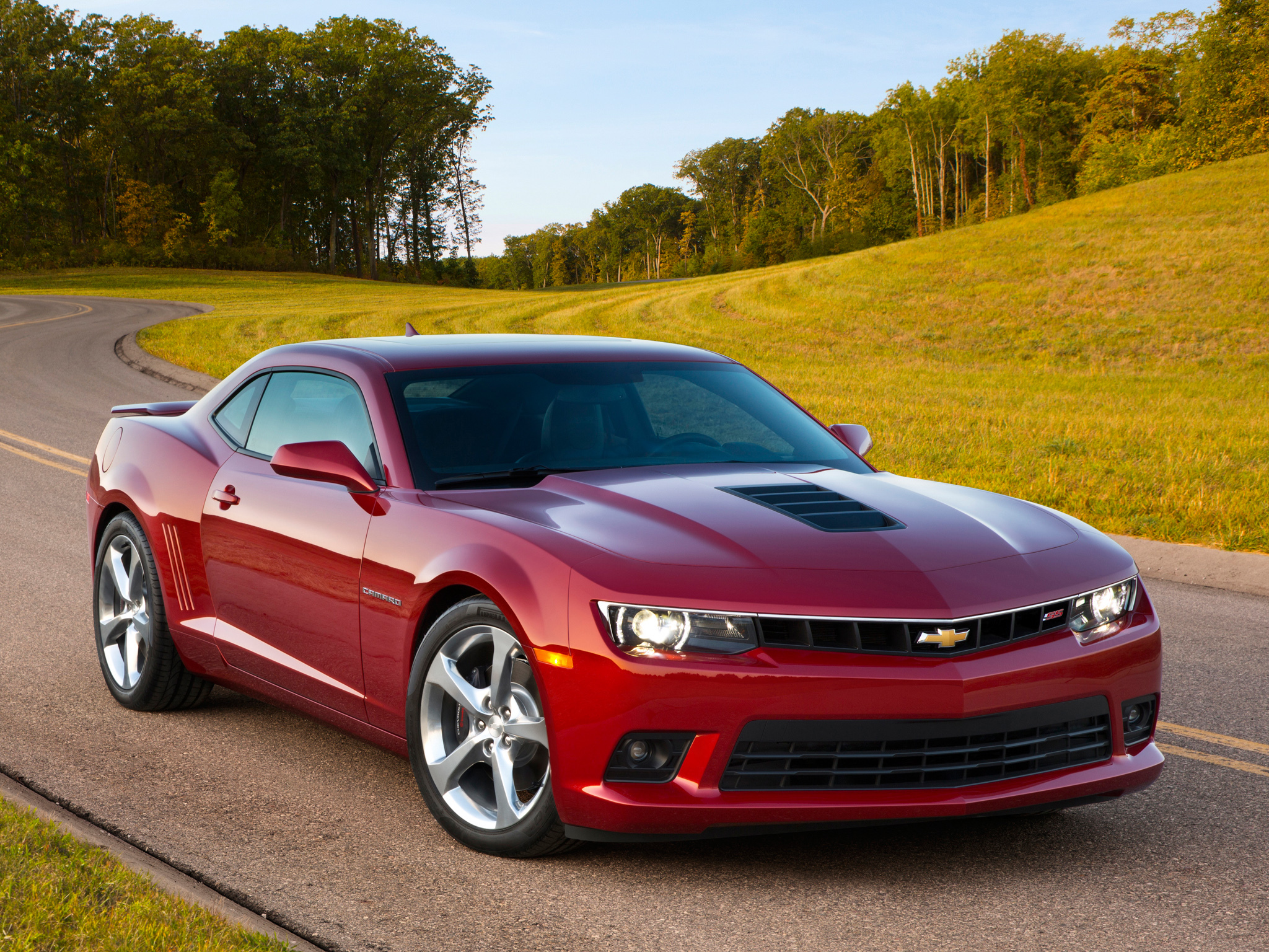 Скачать chevrolet, camaro, ss, 2013, красный обои на рабочий стол