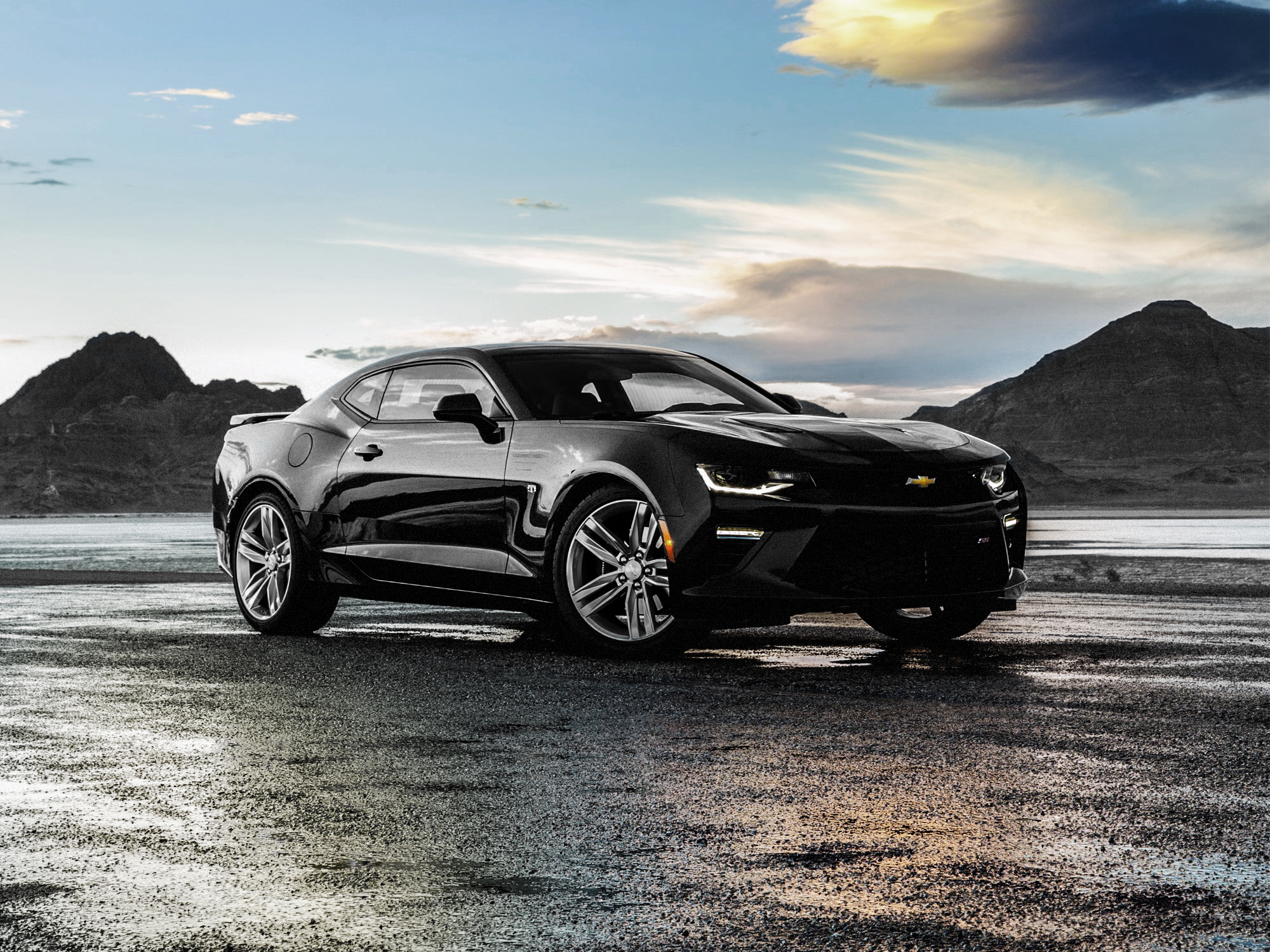 Скачать chevrolet, camaro, ss, черный, вид сбоку обои на рабочий стол