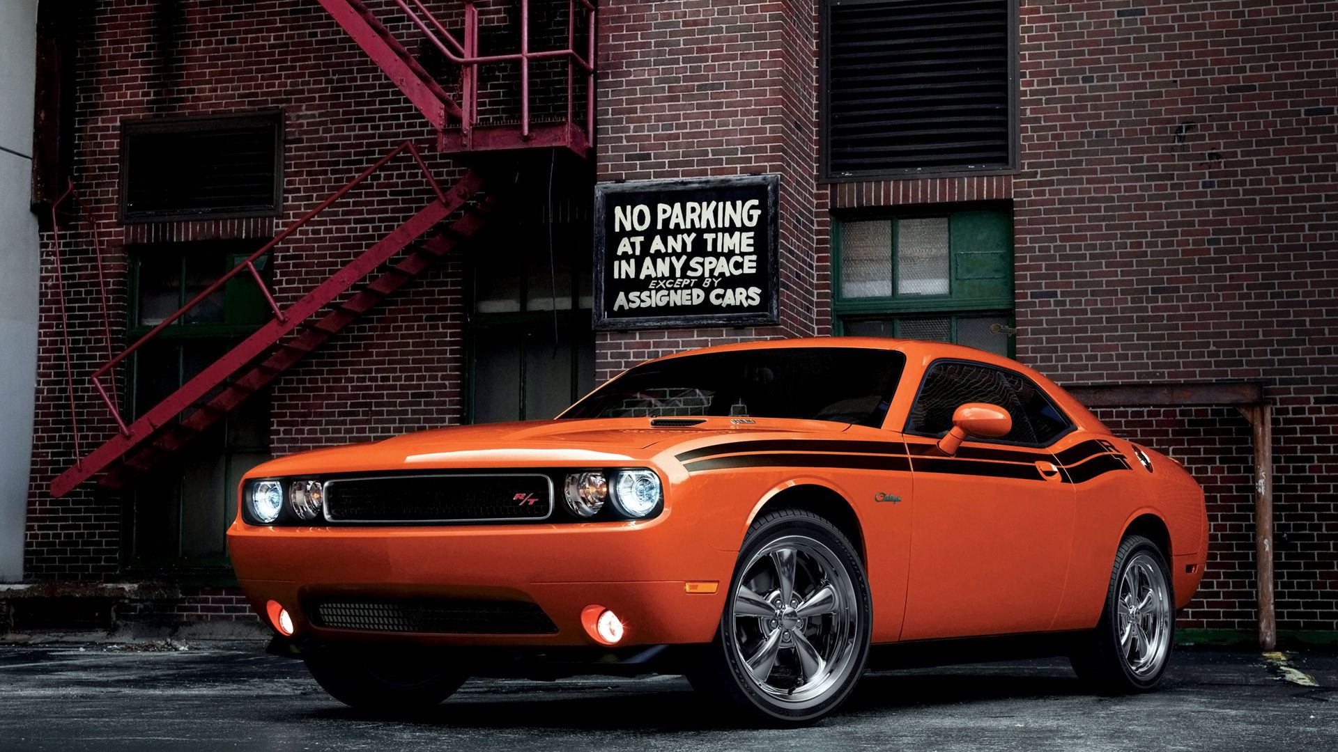 Скачать dodge challenger rt, авто, красный обои на рабочий стол