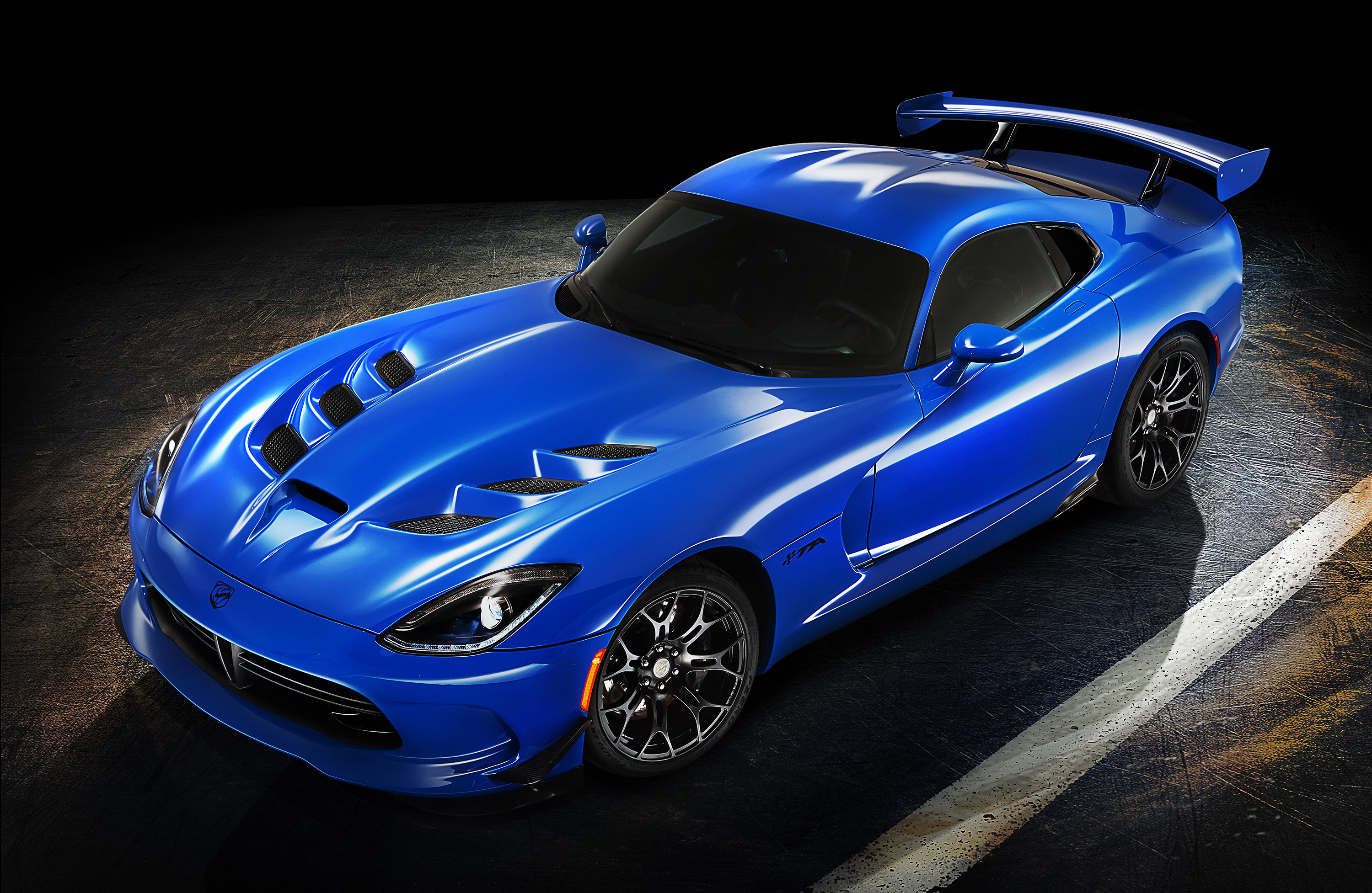 Скачать dodge, viper, ta, 2015, синий, вид сбоку обои на рабочий стол