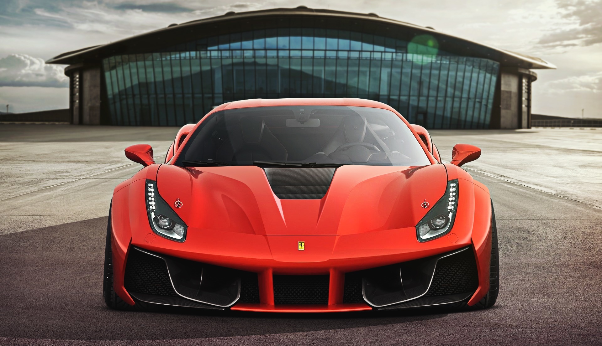 Скачать ferrari, 488, gtb, 2015, вид спереди, красный обои на рабочий стол