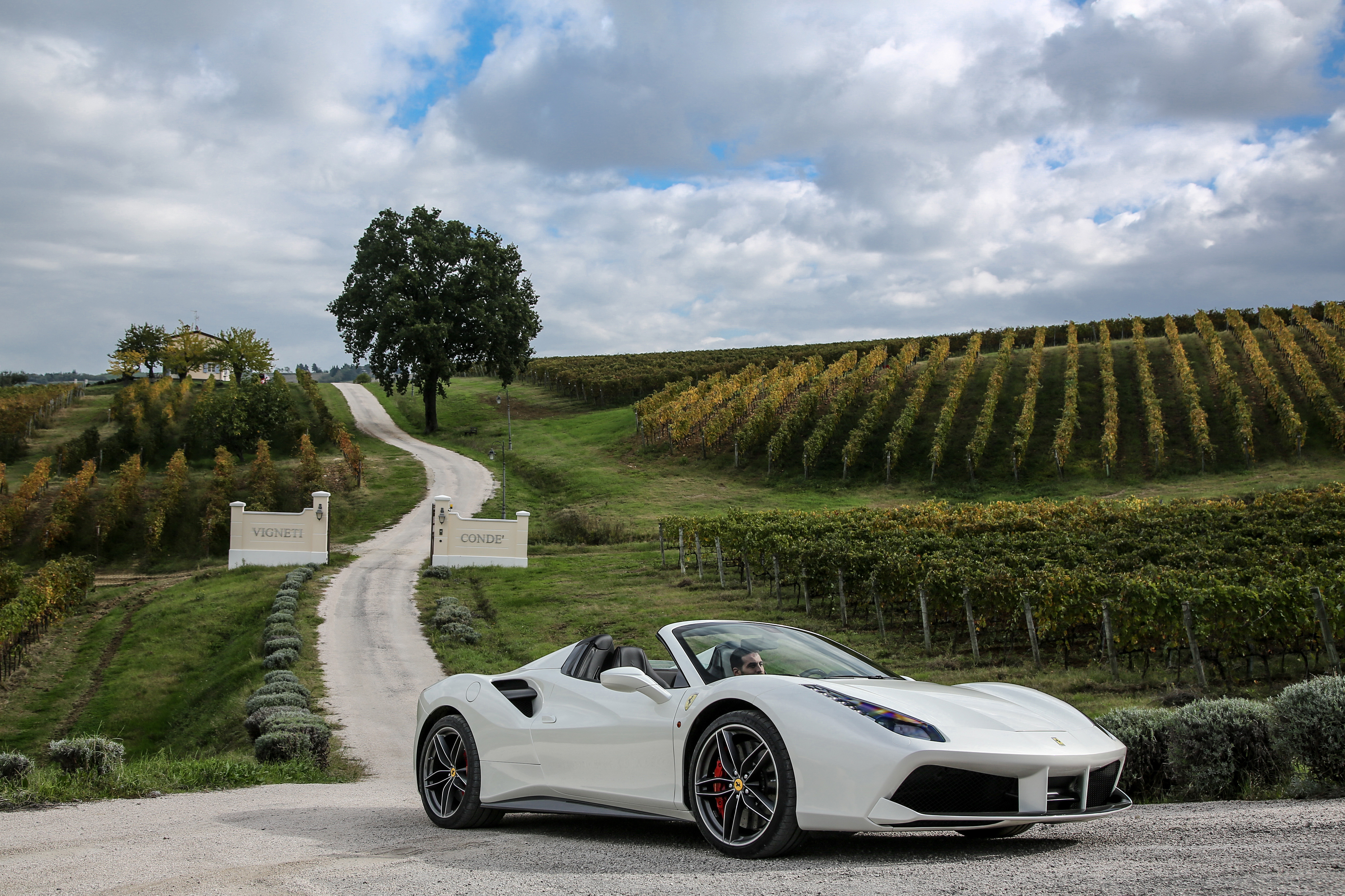 Скачать ferrari, 488, spider, белый, вид сбоку обои на рабочий стол