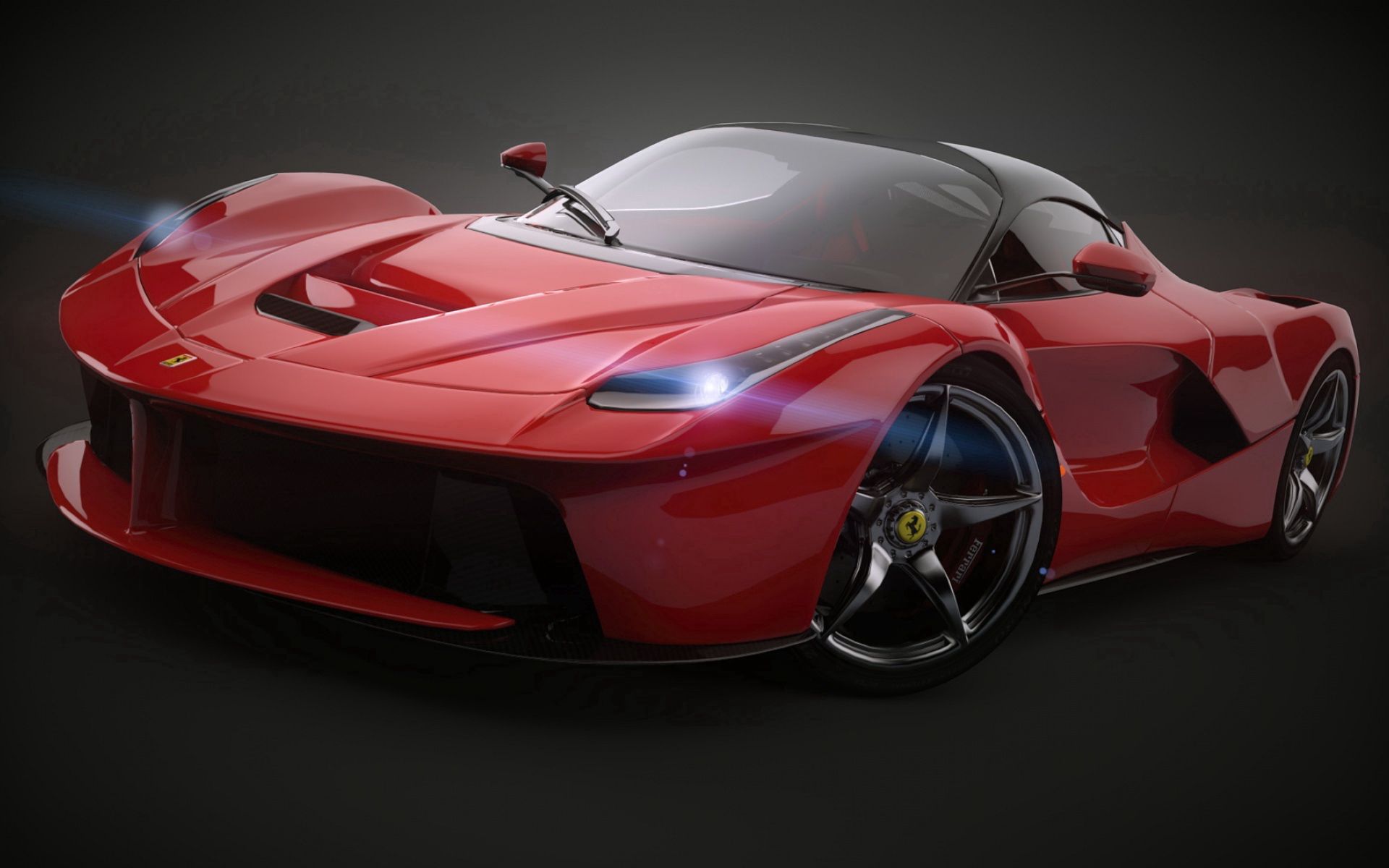 Скачать ferrari, laferrari, 2014, красный, вид сбоку обои на рабочий стол