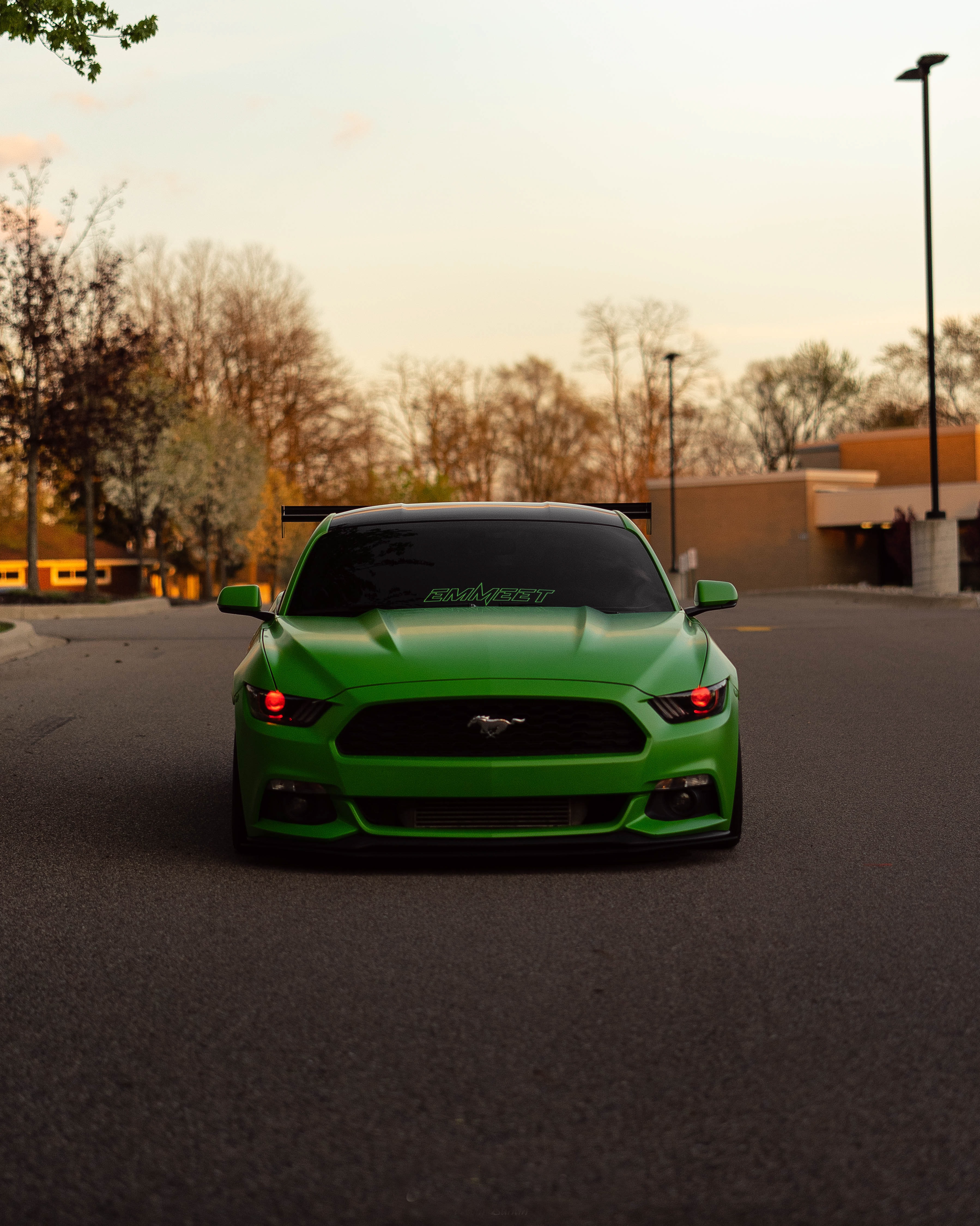 Скачать ford mustang, автомобиль, зеленый, вид спереди обои для телефона