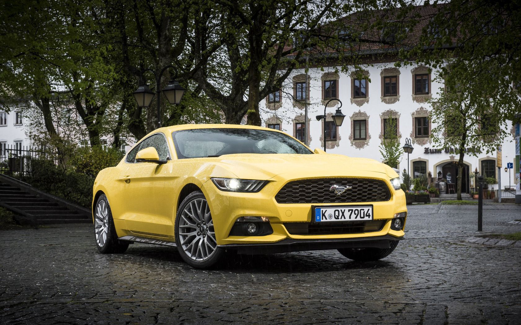 Скачать ford, mustang, gt, eu-spec, желтый, вид сбоку обои на рабочий стол