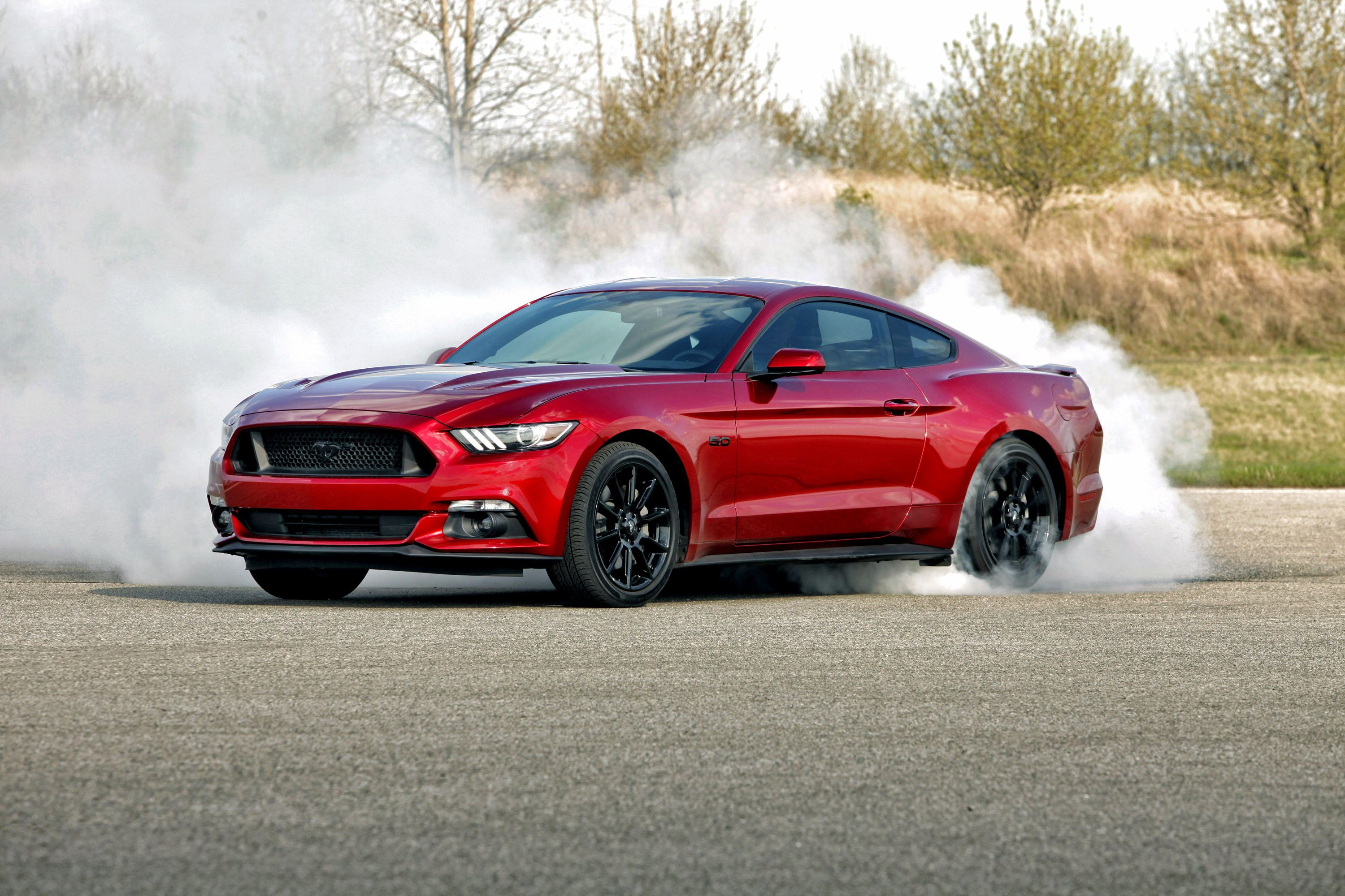 Скачать ford mustang, gt, красный, вид сбоку обои на рабочий стол