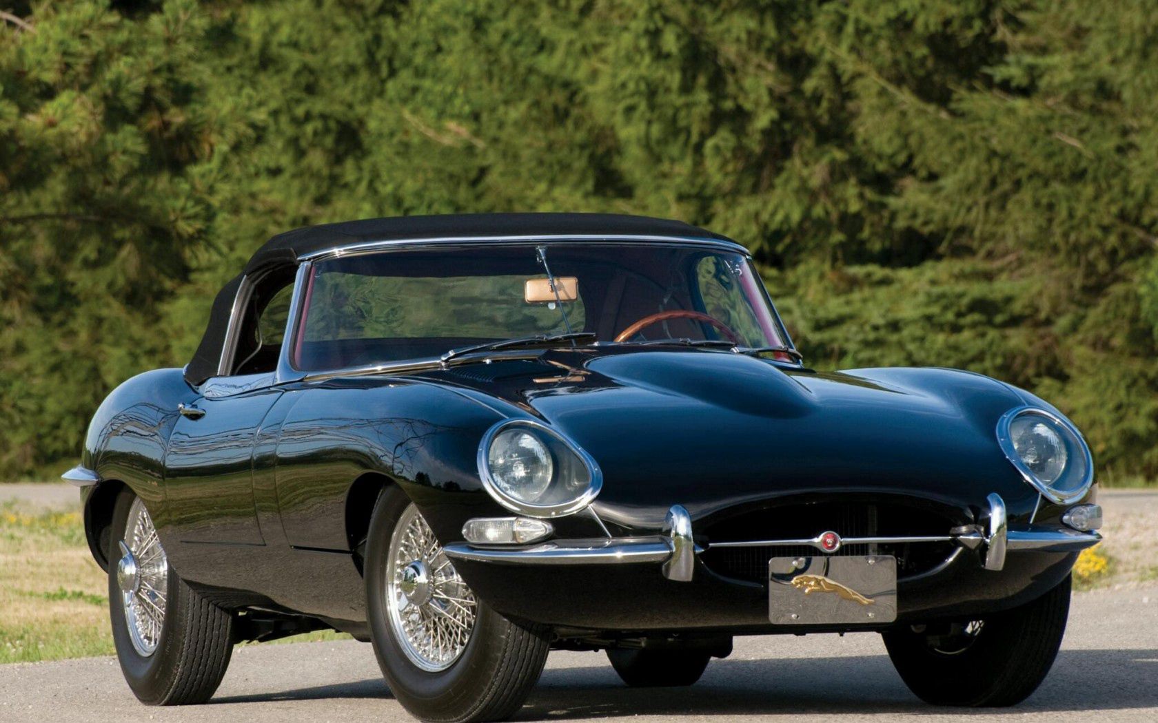 Скачать jaguar, e-type, 1961, черный, ретро обои на рабочий стол