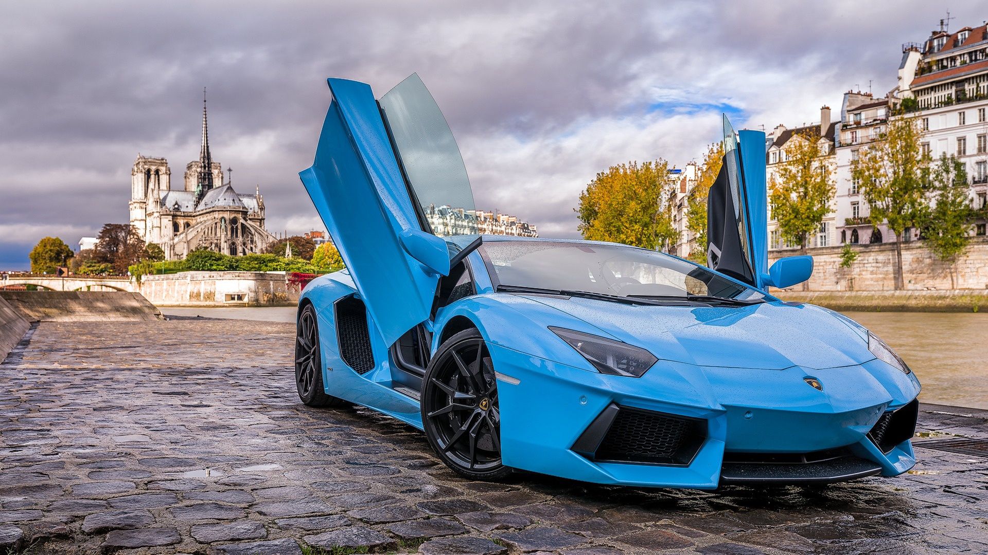 Скачать lamborghini, aventador, blue, paris обои для телефона