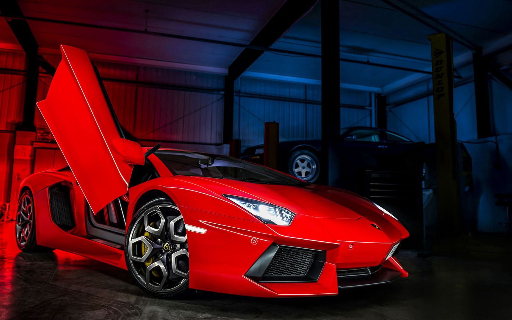 Скачать lamborghini, aventador, lp700-4, красный, вид сбоку обои на рабочий стол