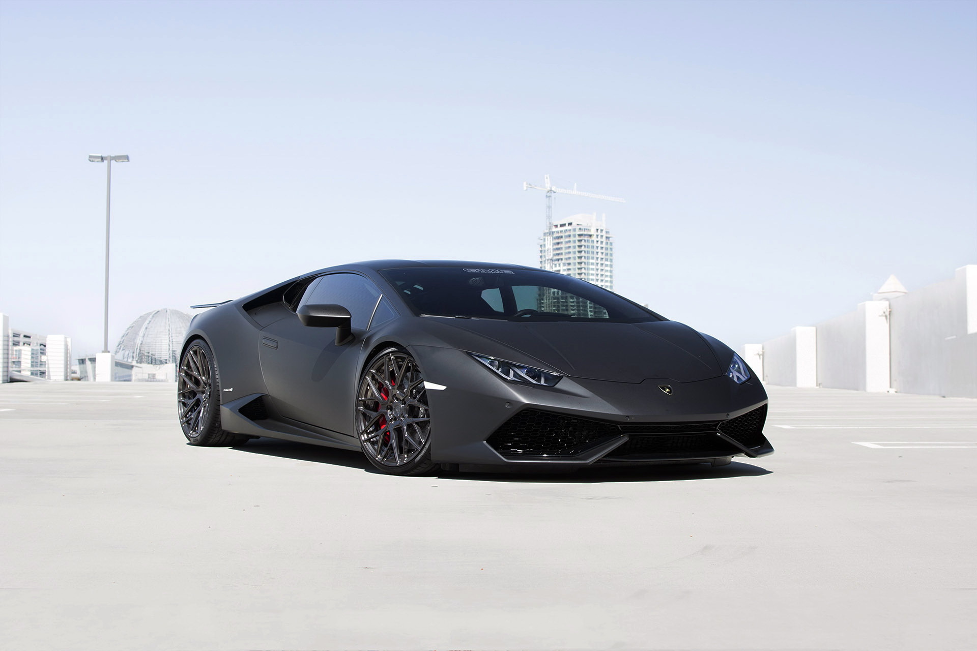 Скачать lamborghini, huracan, gmg, черный, вид сбоку, тюнинг обои на рабочий стол