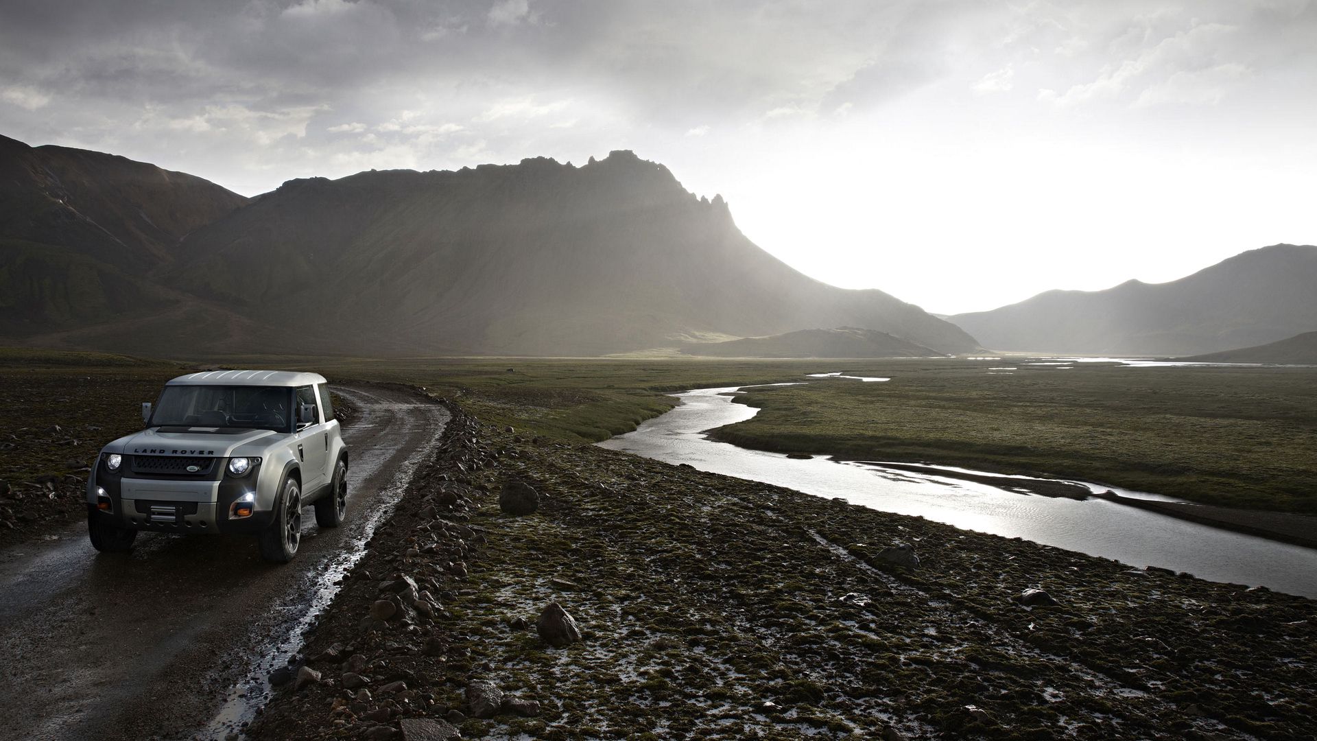 Скачать land rover, dc100, вид сбоку, грязь, внедорожник обои на рабочий стол