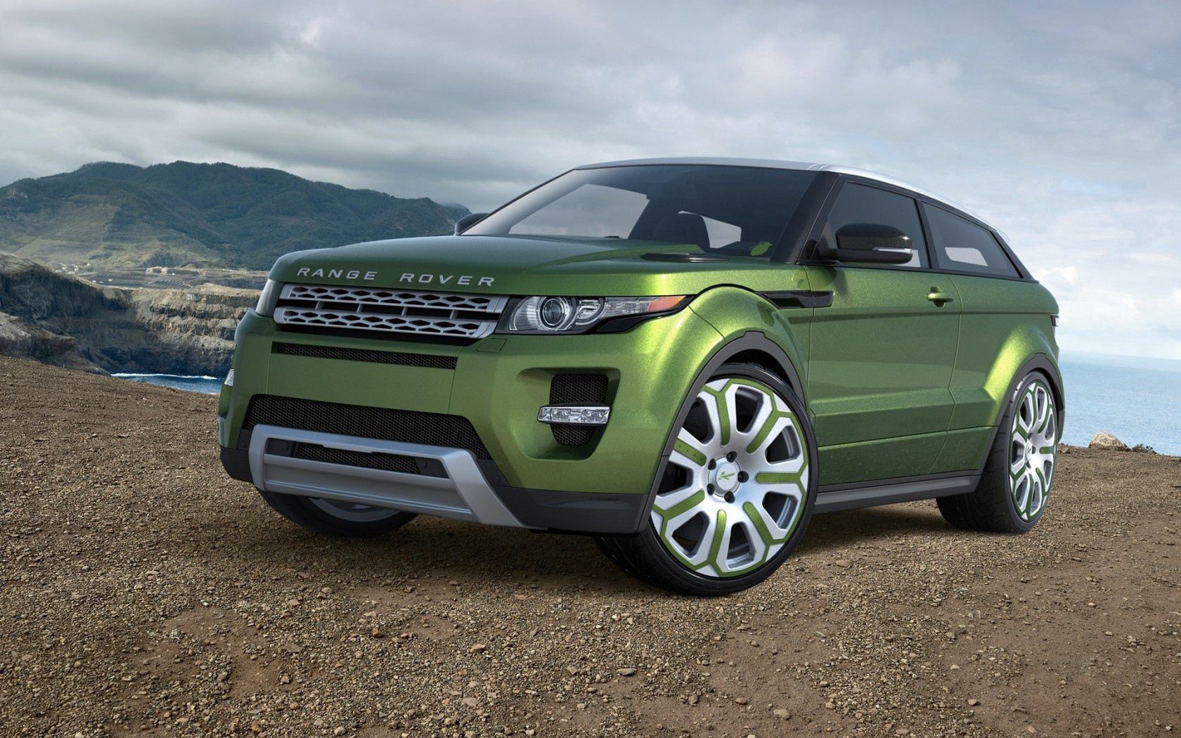 Скачать land rover, range rover, evoque, green, ленд ровер, рендж ровер, эвок, авто, машина, зелёная обои на рабочий стол