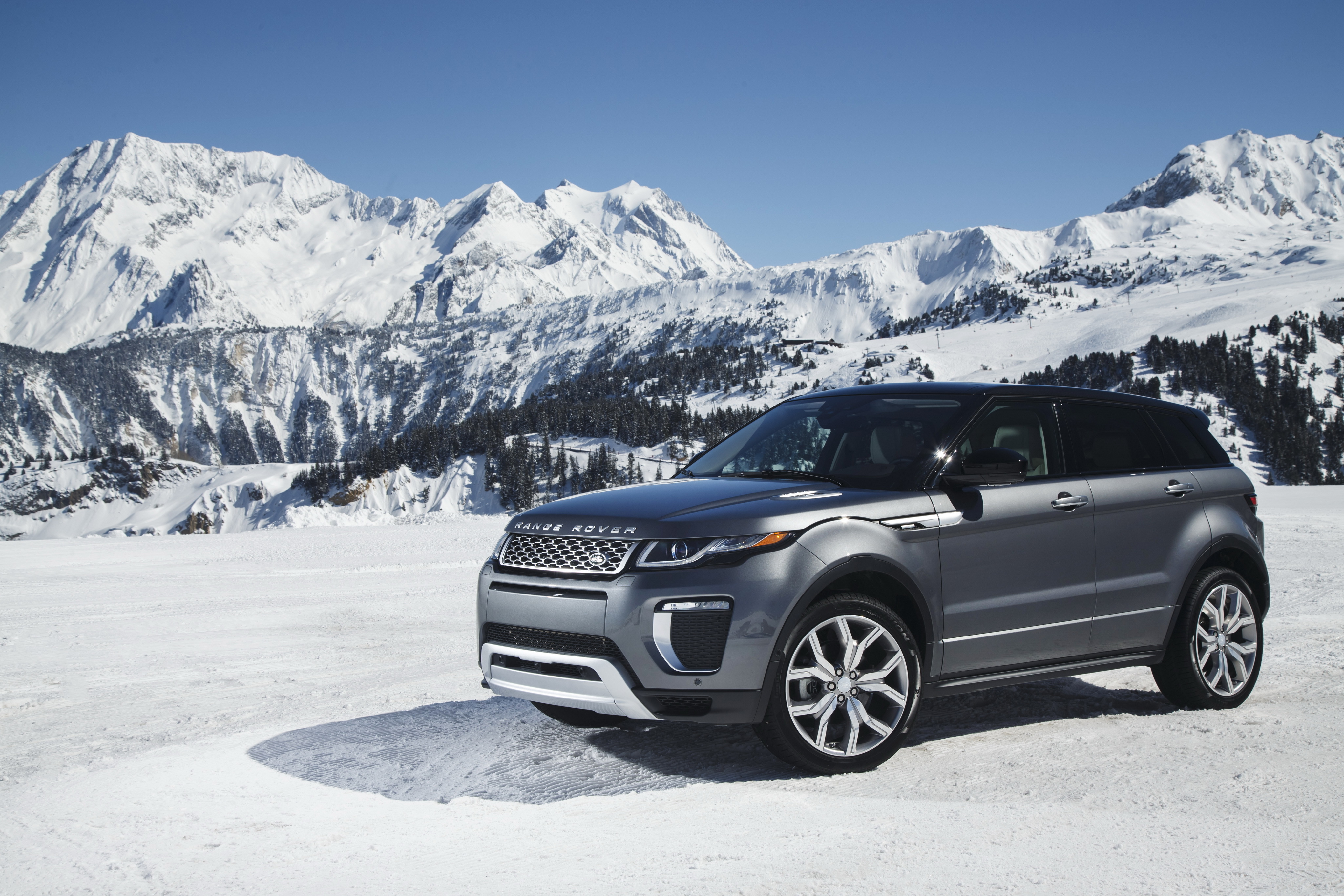 Скачать land rover, range rover, снег, вид сбоку обои на рабочий стол