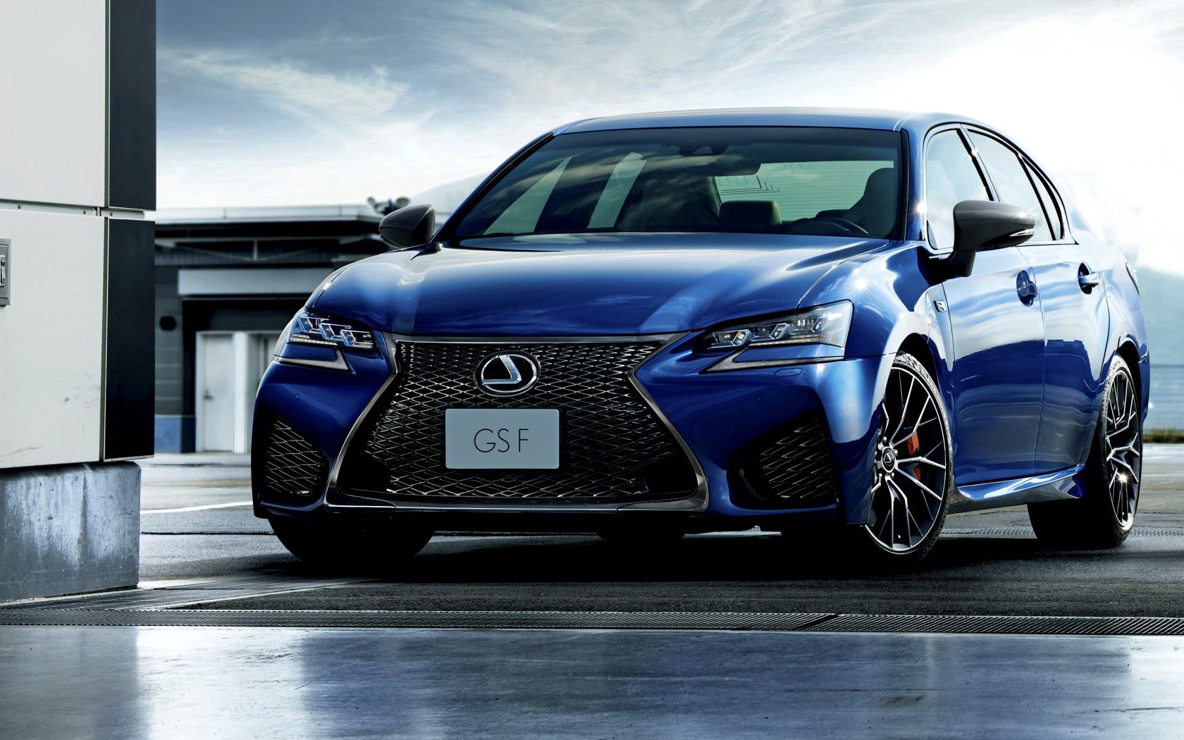 Скачать lexus, gs f, авто, синий, вид спереди обои на рабочий стол