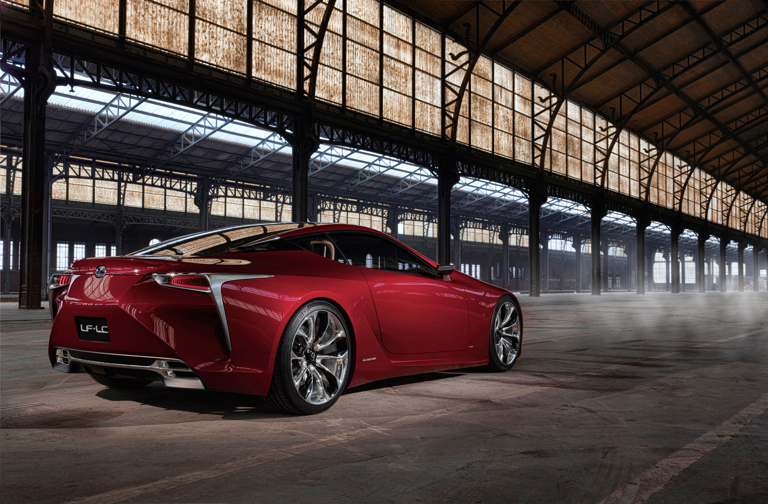 Скачать lexus, lf-lc, концепт, вид сзади, красный обои на рабочий стол