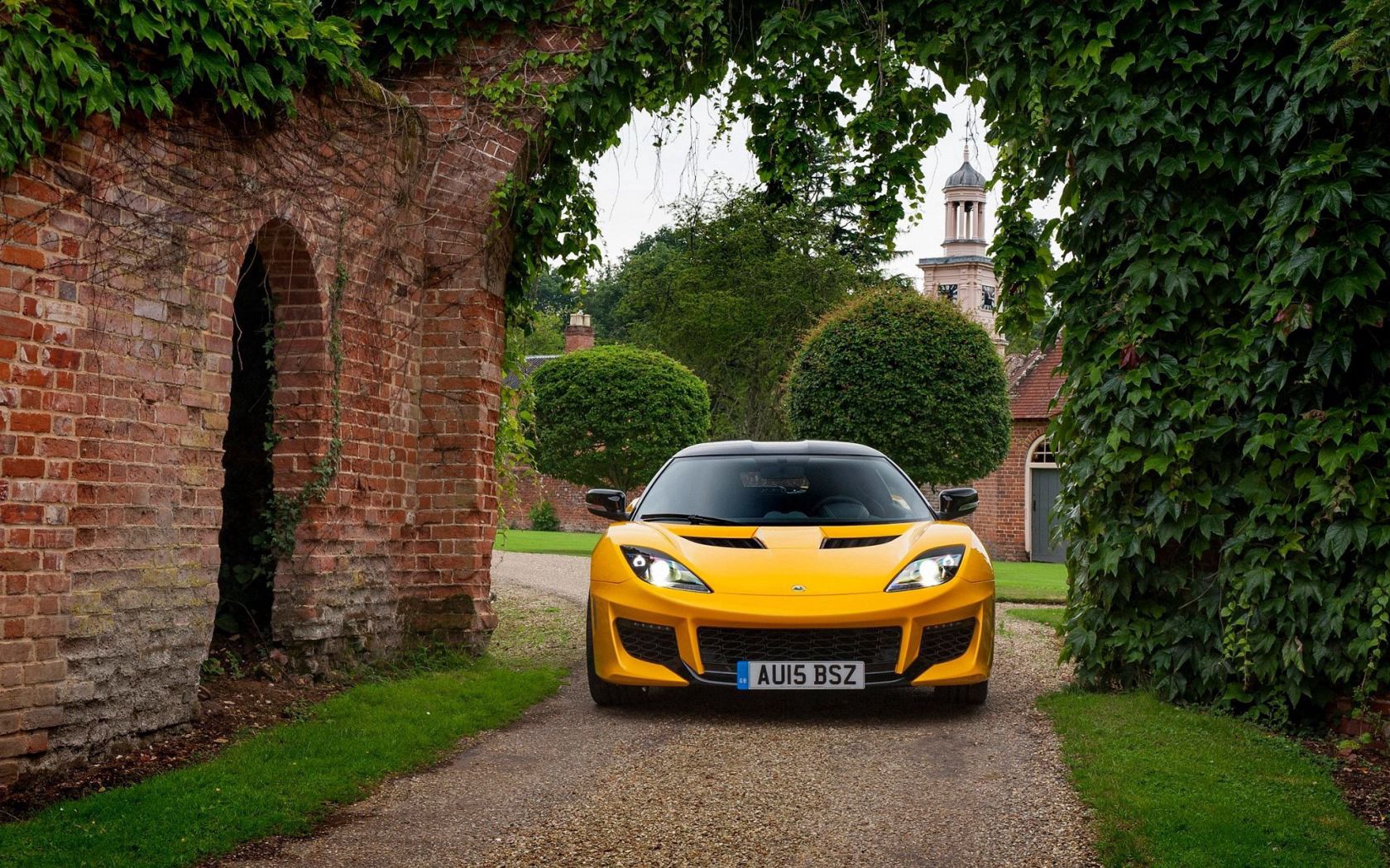 Скачать lotus, evora, желтый, вид спереди обои на рабочий стол