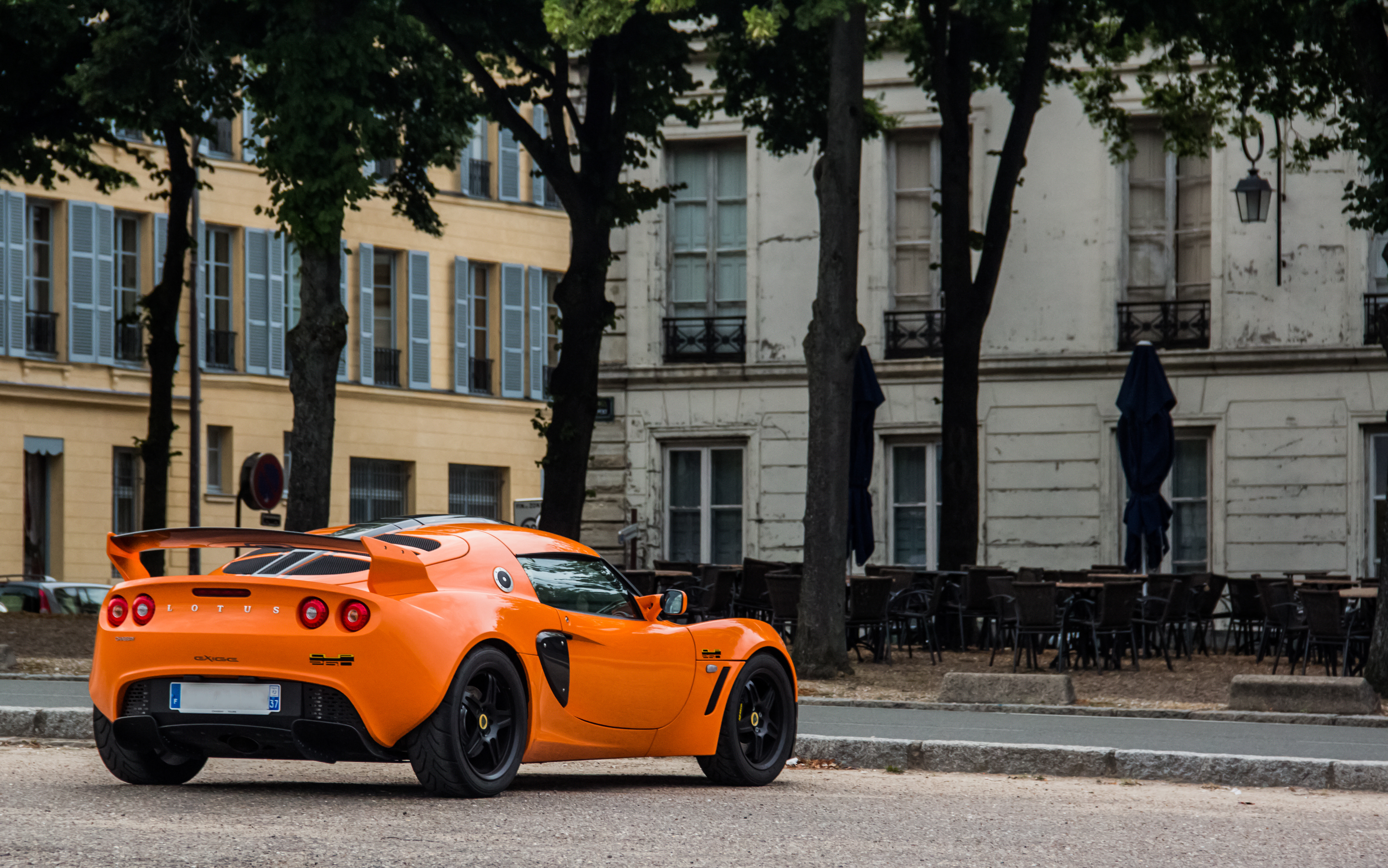 Скачать lotus exige, lotus, автомобиль, оранжевый, вид сзади обои на рабочий стол