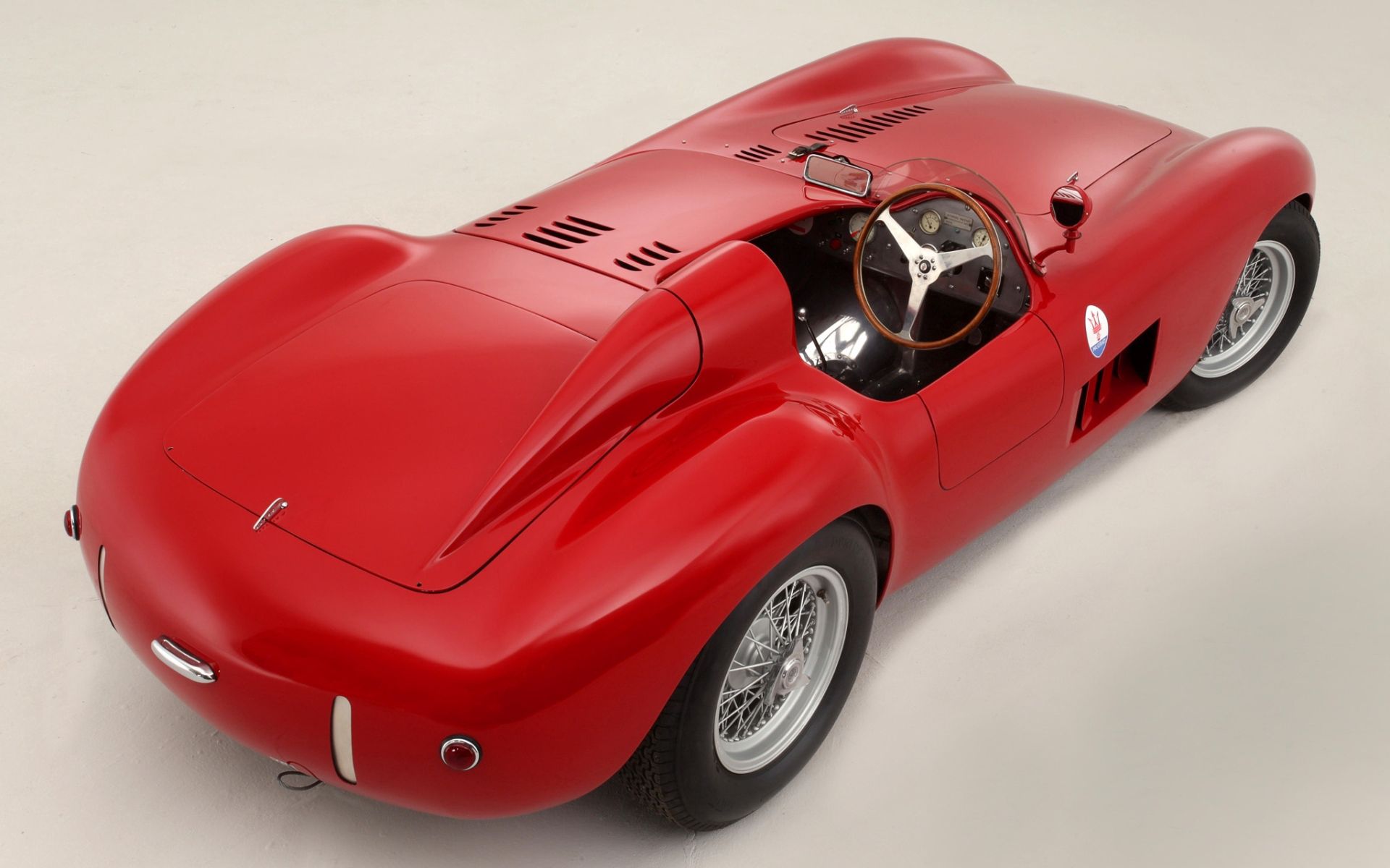 Скачать maserati, 300s, 1956, красный, вид сзади обои на рабочий стол